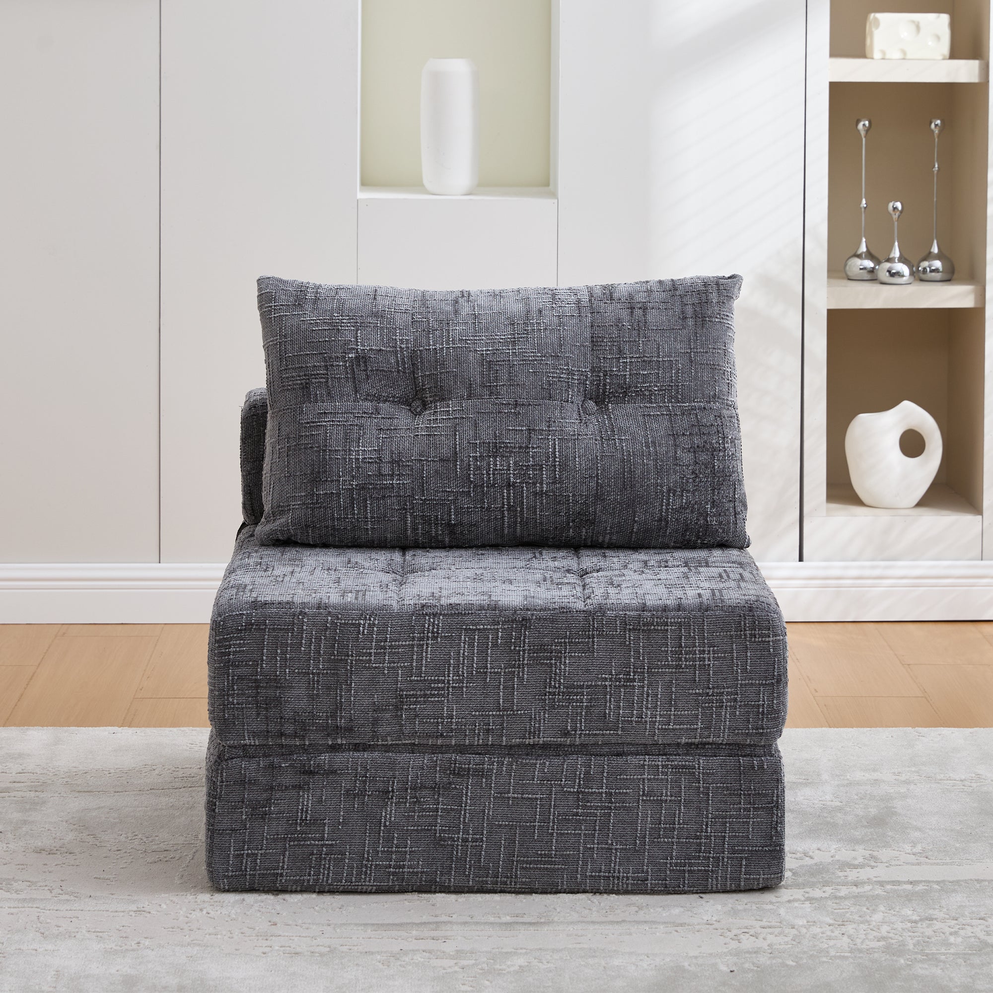 Logidon Opklapbare slaapbank grijs fluweel 79x79 cm met kussen