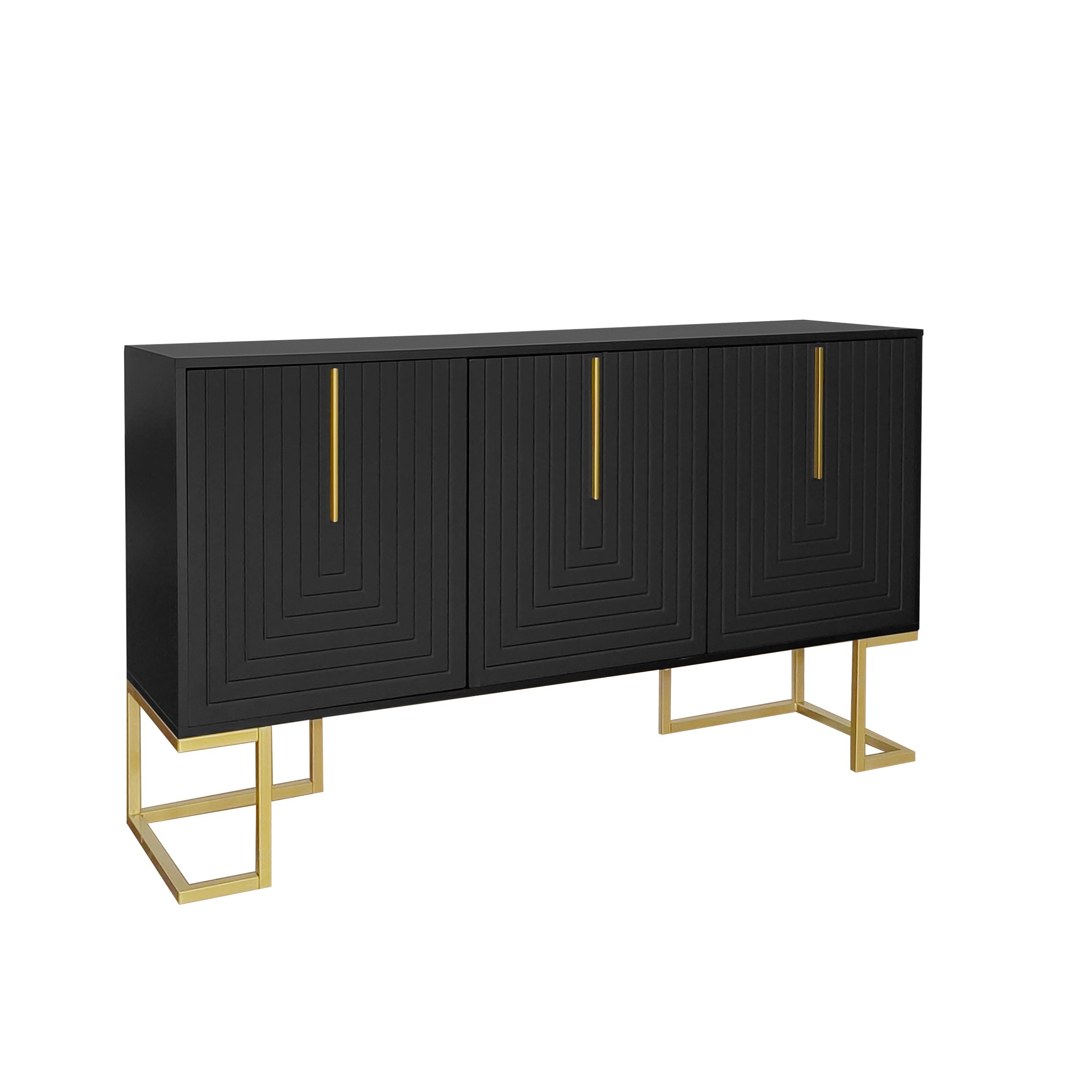 Logidon Dressoir 3 Deurs Zwart Met Verstelbare Planken
