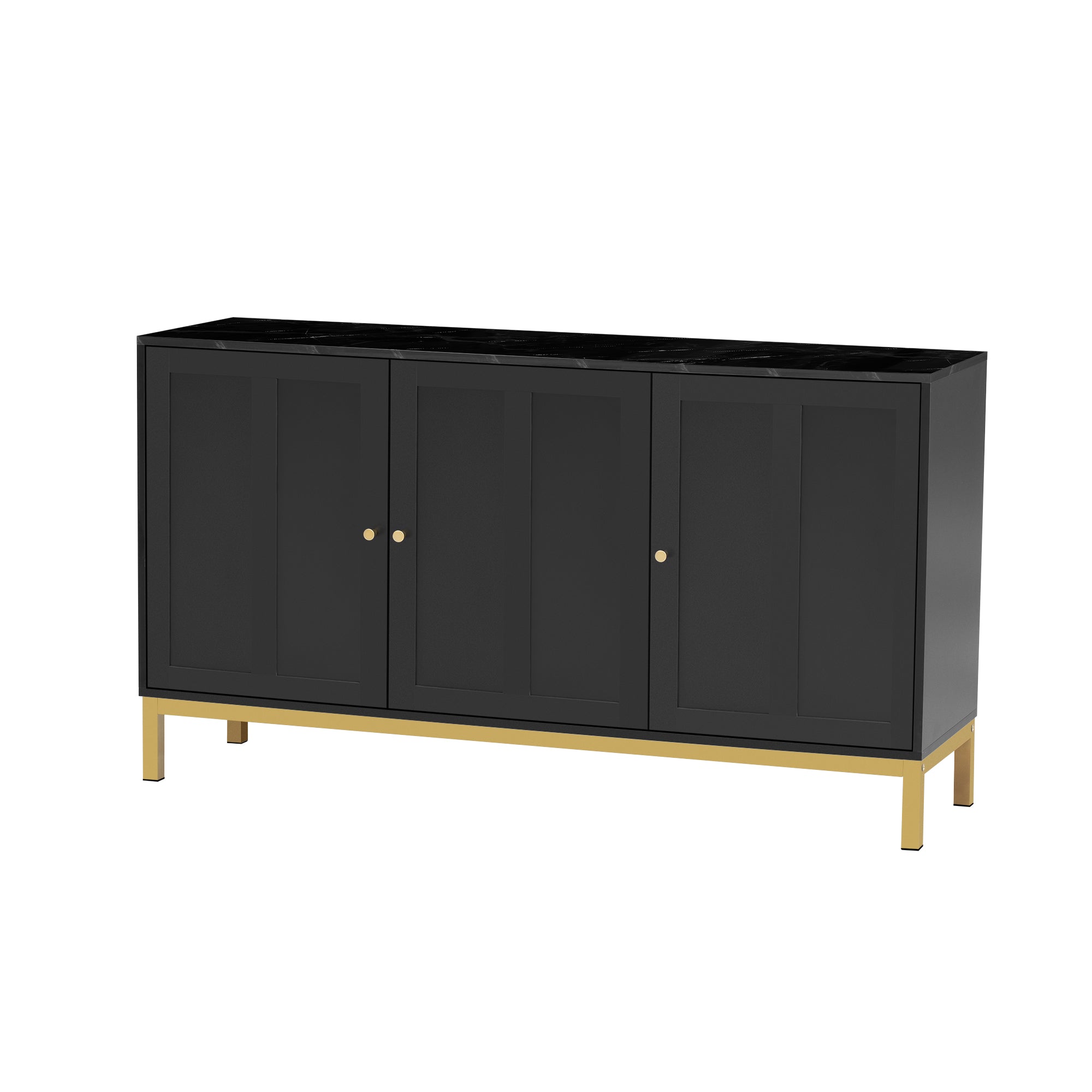 Logidon dressoir 3 deuren zwart MDF met marmerlook 140x40x78