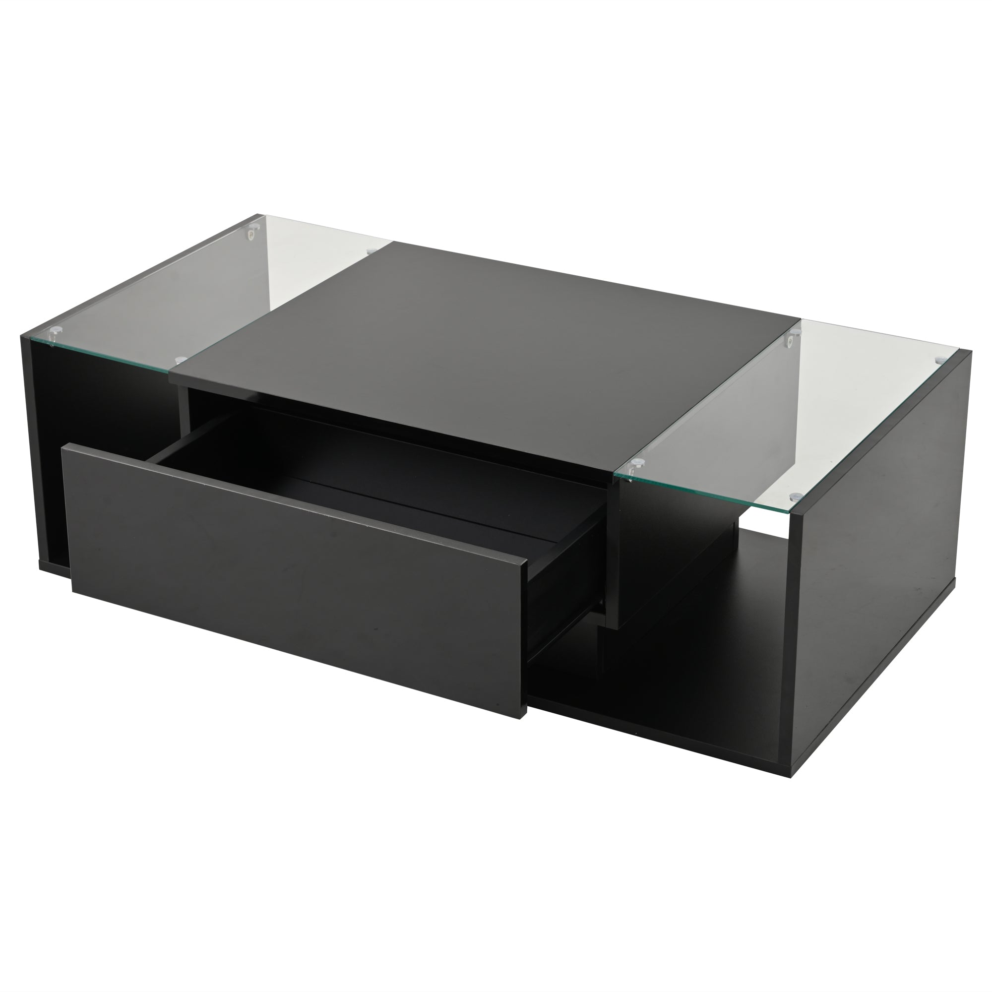 Logidon Zwarte hoogglans salontafel 100x50x31 cm met lade LED lichtstrip