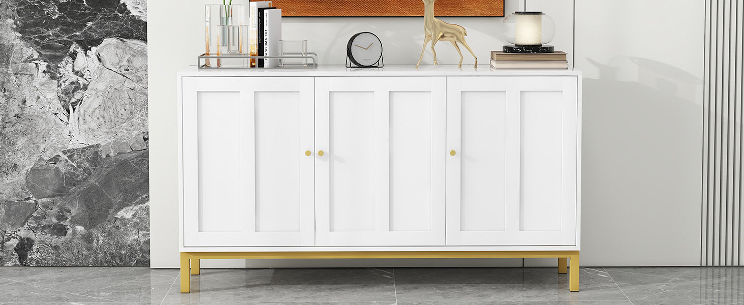 Logidon sideboard 3 doors with marble table top white 140 cm