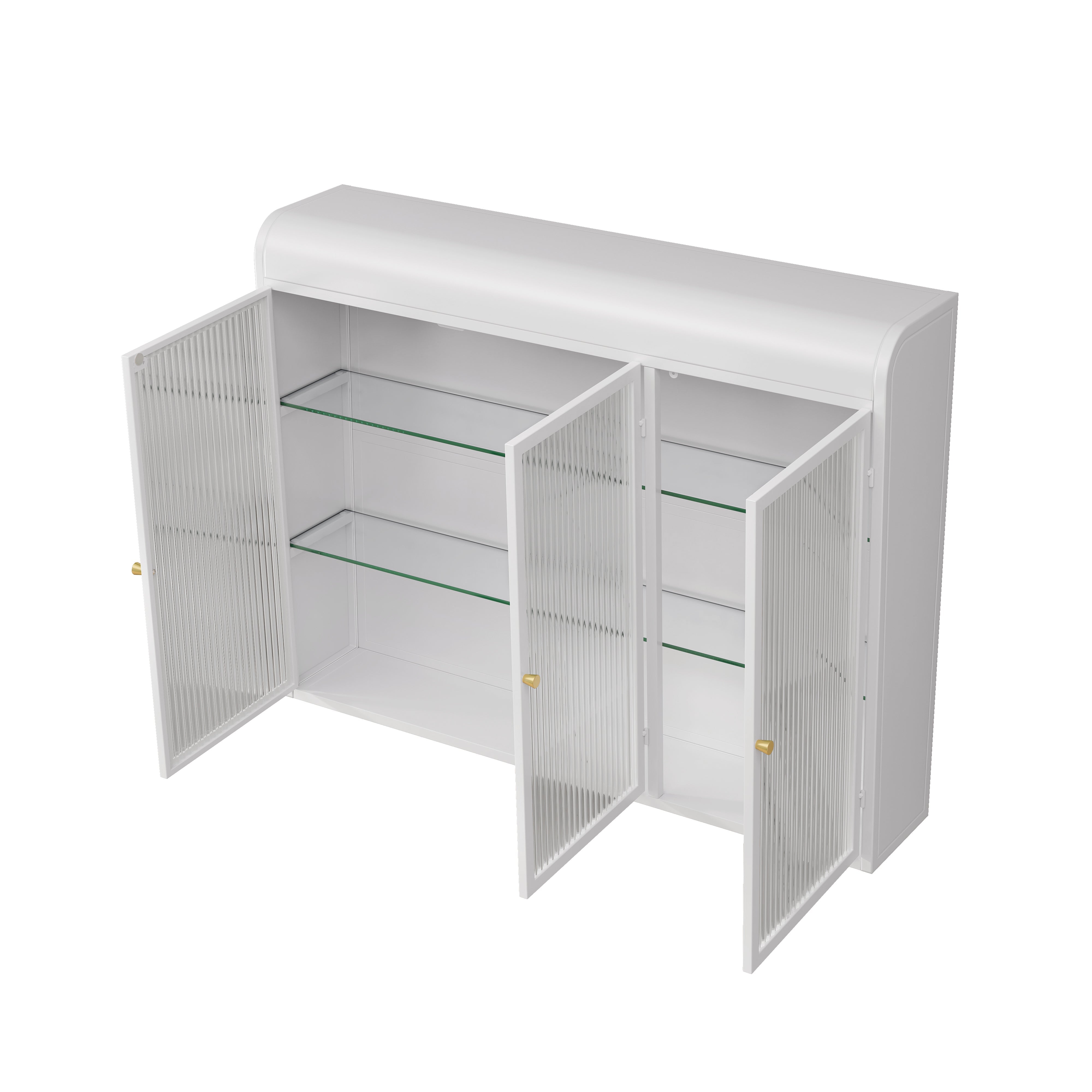 Logidon wandvitrinekast 3 deuren gebogen glas wit 90x20x70 cm