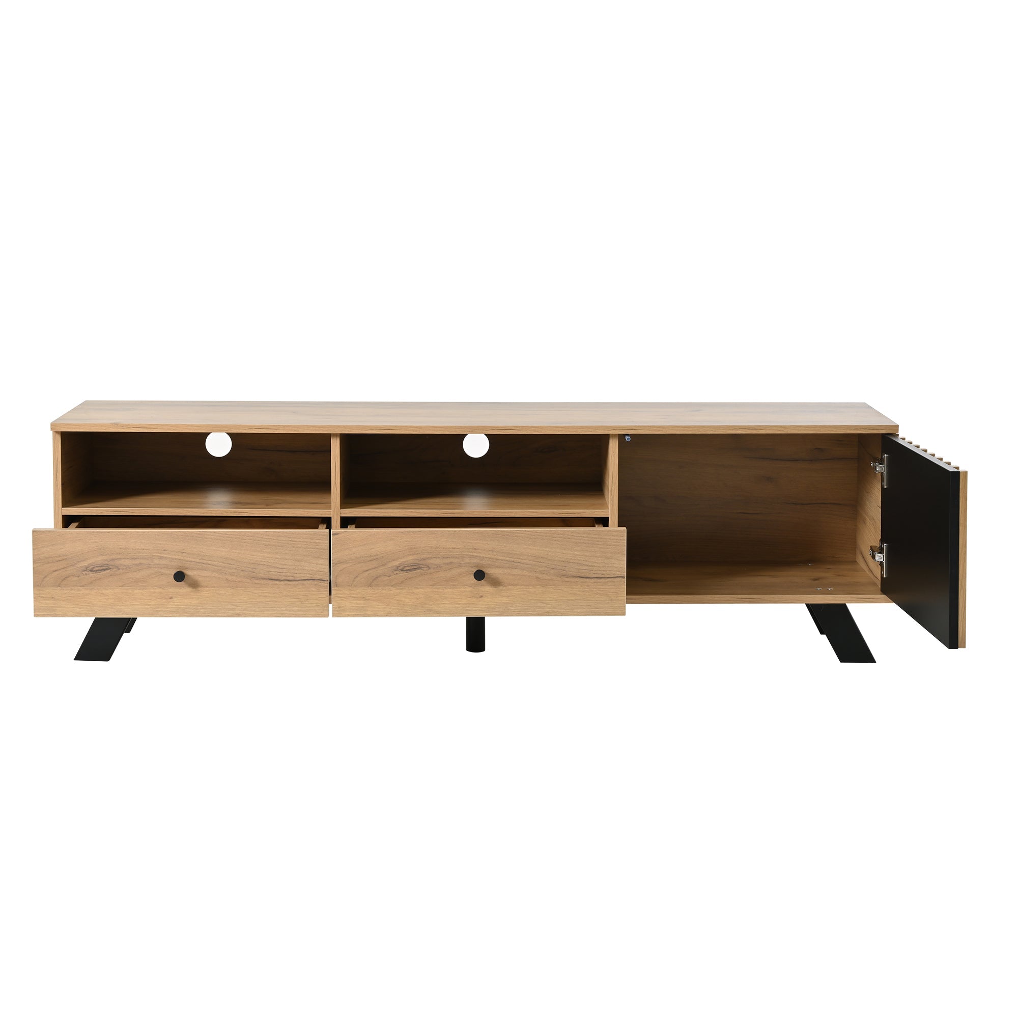 Logidon TV-meubel 150 x 38 x 44 cm natuurlijke houtlook 2 lades