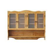 Logidon Retro wanddoos 100cm 4 deuren 2 niveaus open haken naturel hout