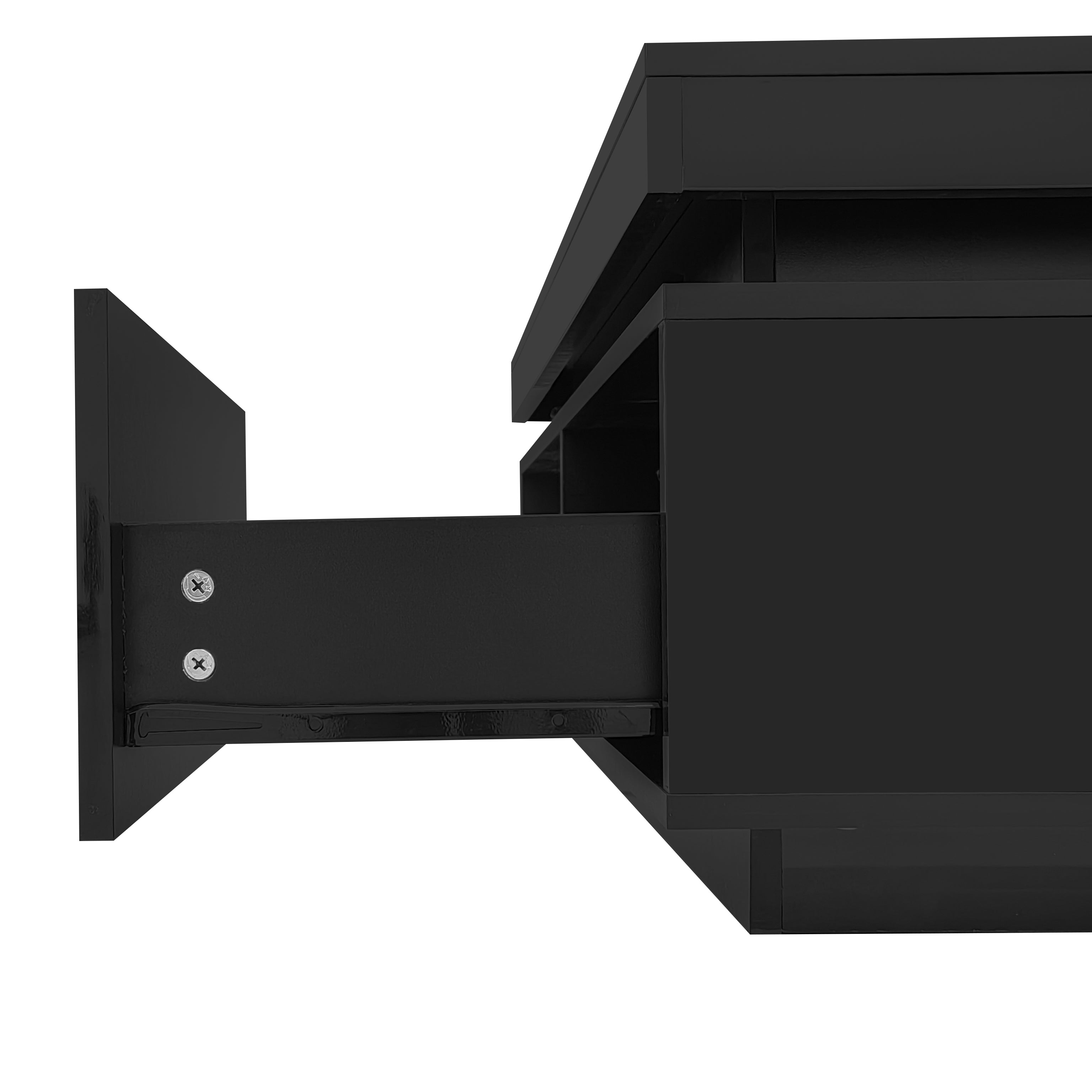 Logidon TV wall cabinet set black high gloss with LED lighting 181cm