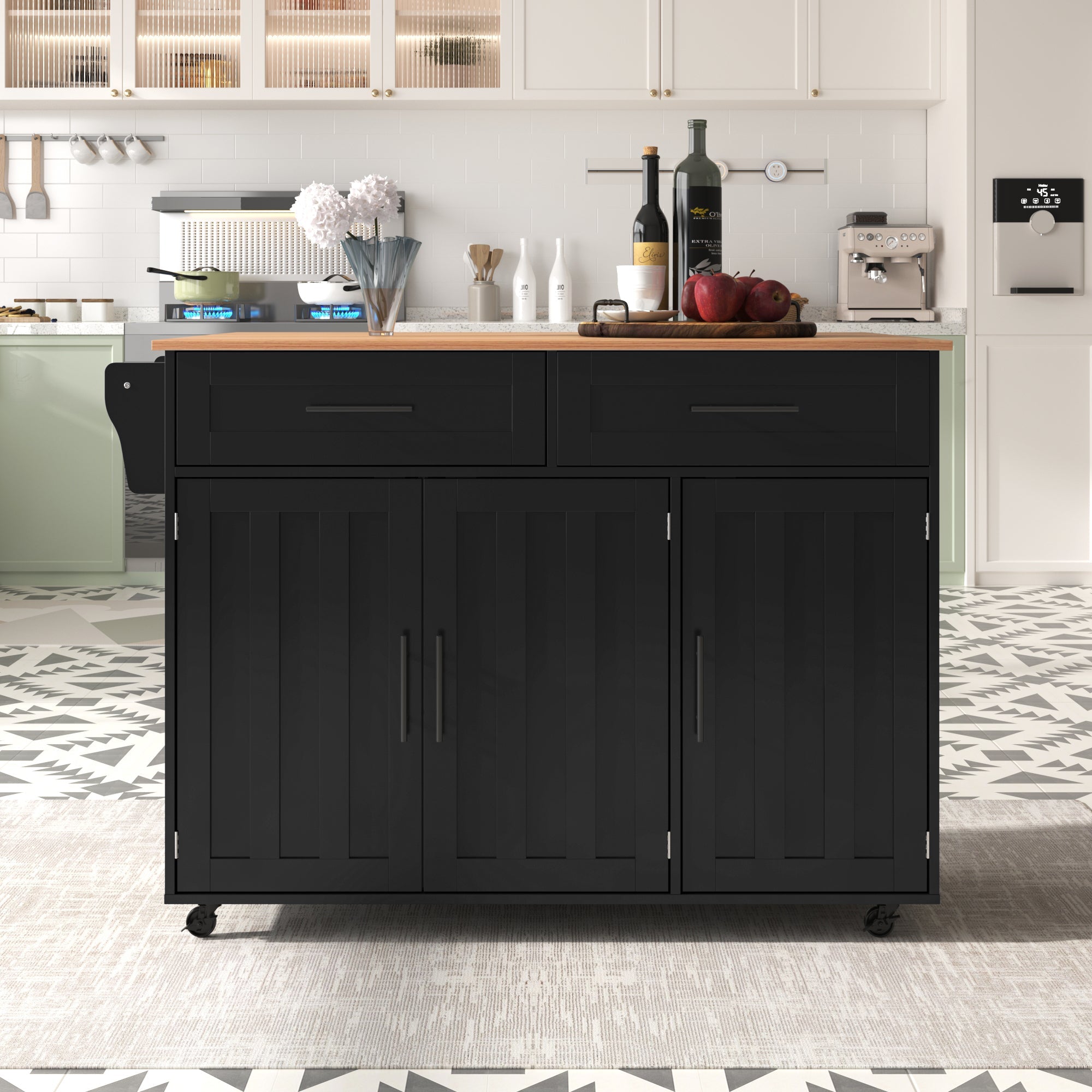Logidon dining room trolley black 129x46x91.5 cm folding worktop