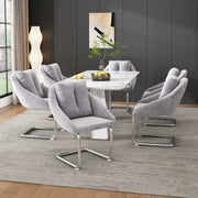 Logidon Dining Room Chairs Velvet Gray Set of 6 with Cushions Luxury Swivel Chair