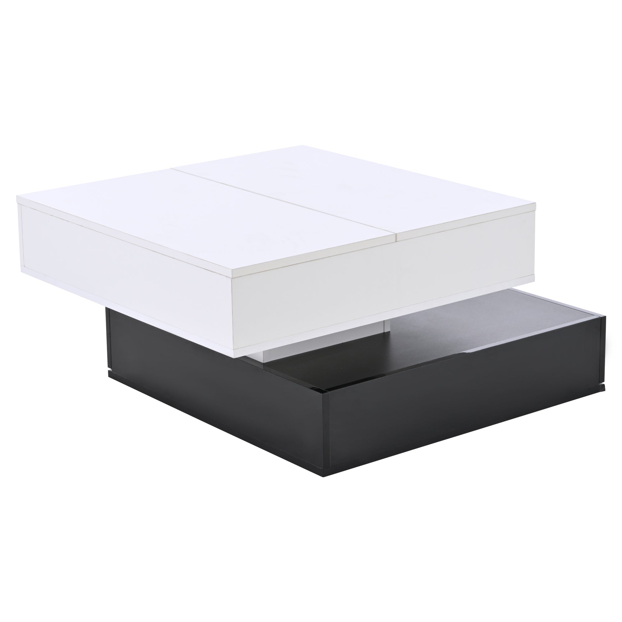 Logidon salontafel 70x70 hefblad 360 graden draaibaar 3 lades wit