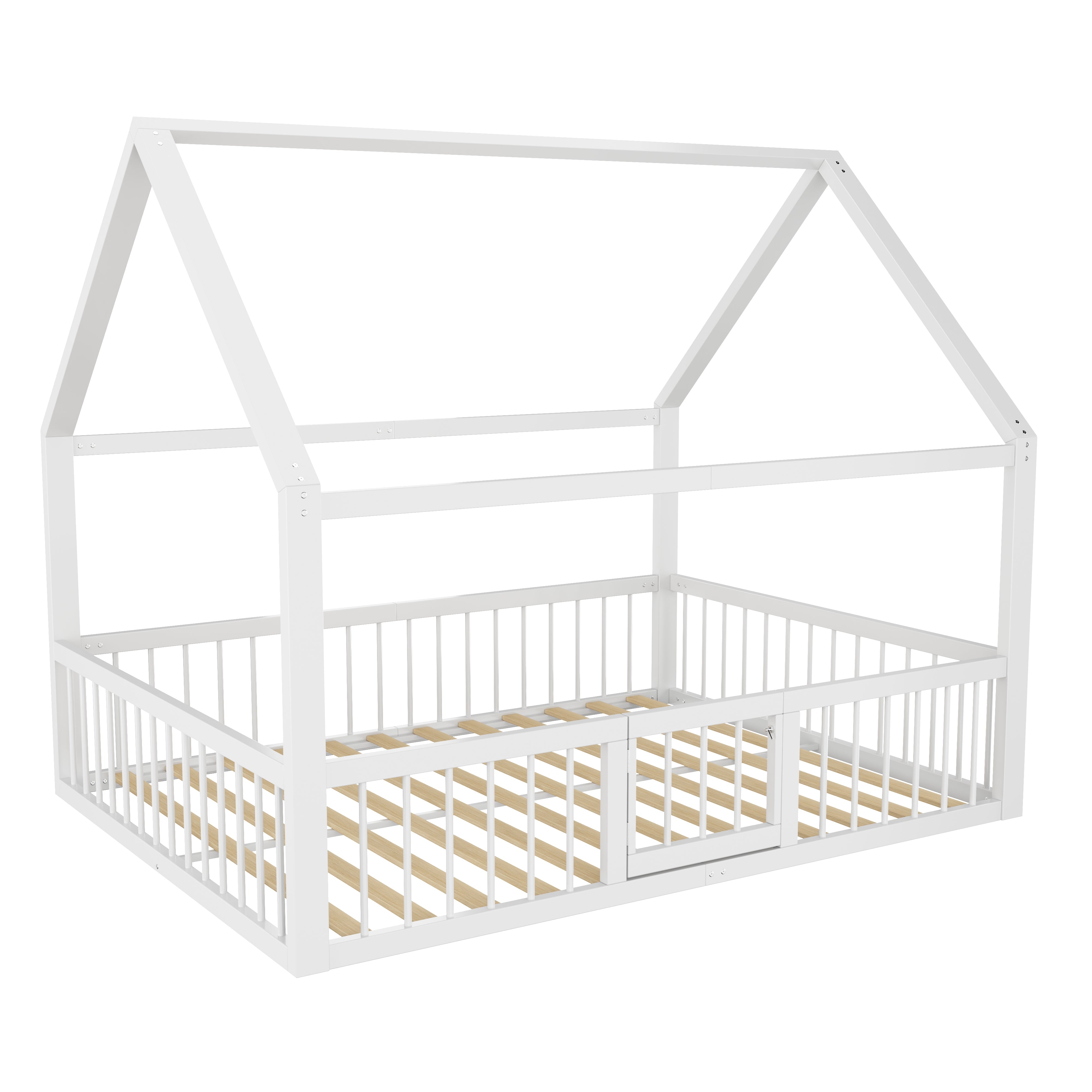 Logidon metalen bed 140x200 wit plat bed met dakframe