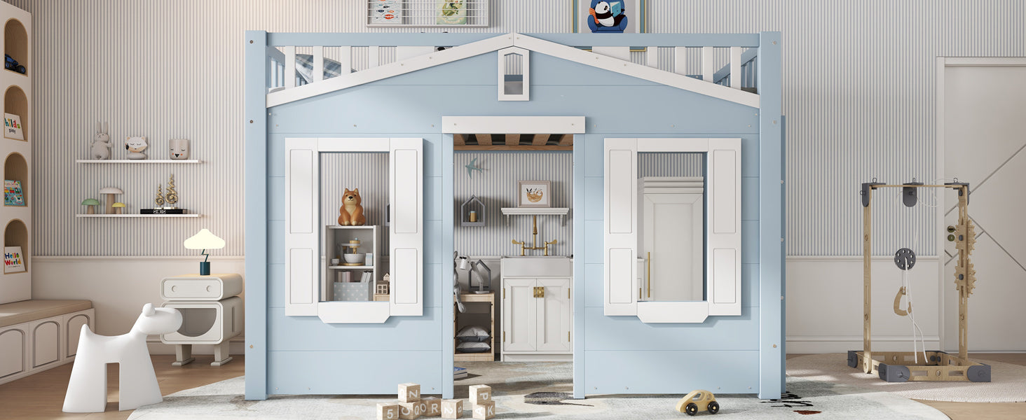 Logidon hoogslaper blauw 90x200 kinderbed met ruimte onder het bed