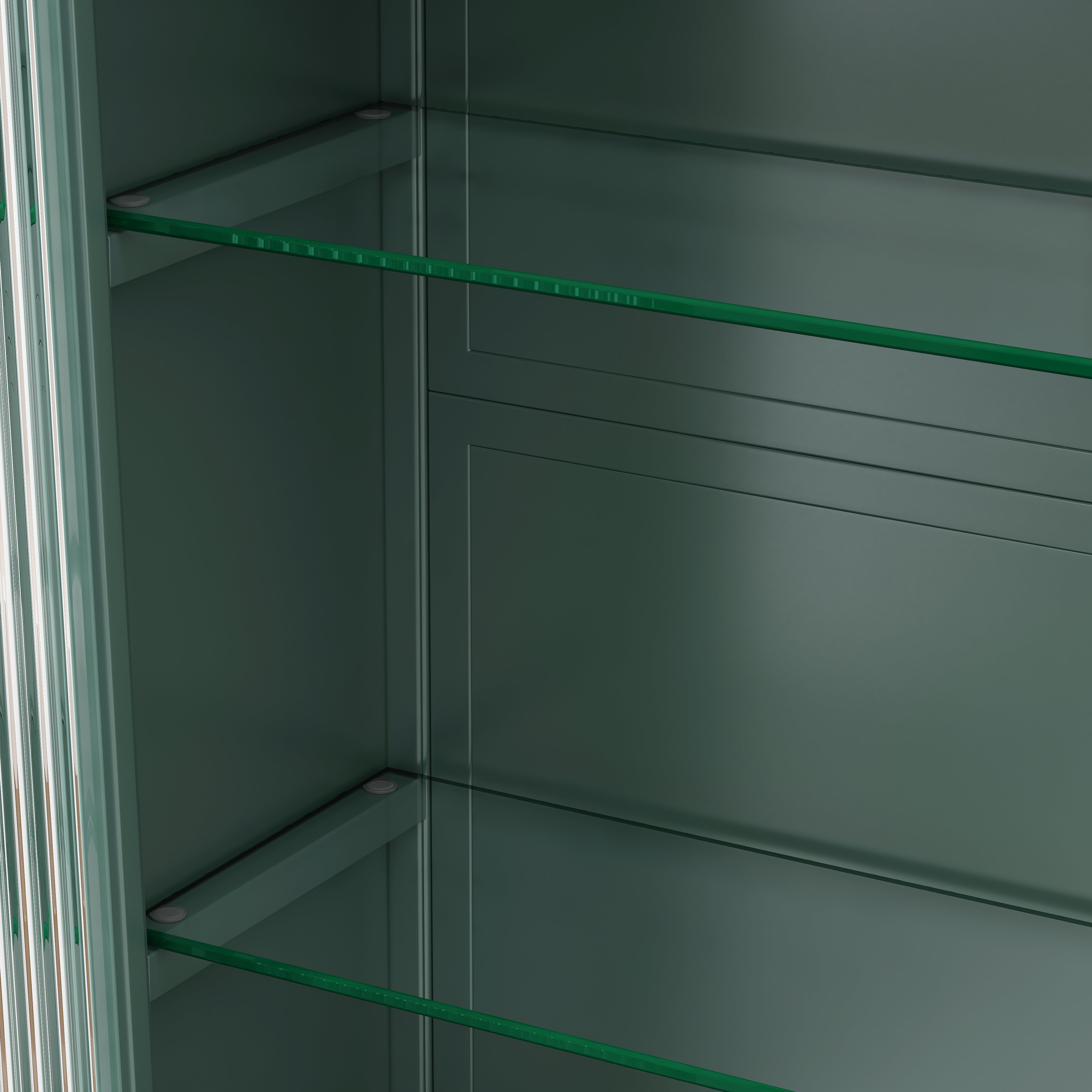Logidon driedeurs gebogen glazen wandvitrine donkergroen
