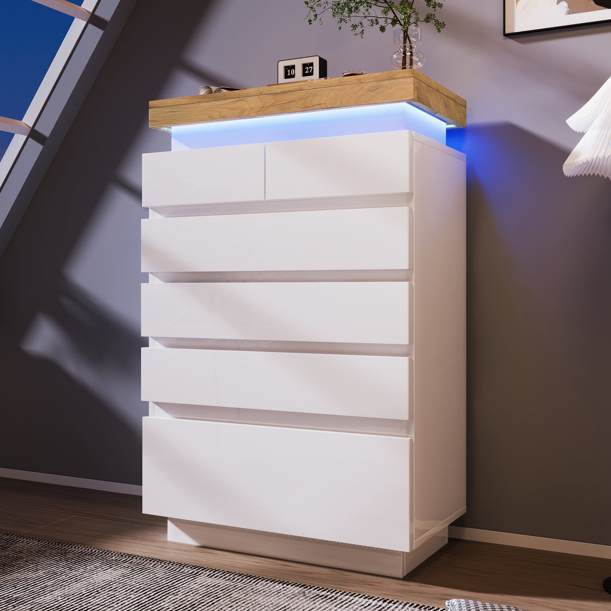 Logidon sideboard 6 drawers white 115x73x39 cm LED app control