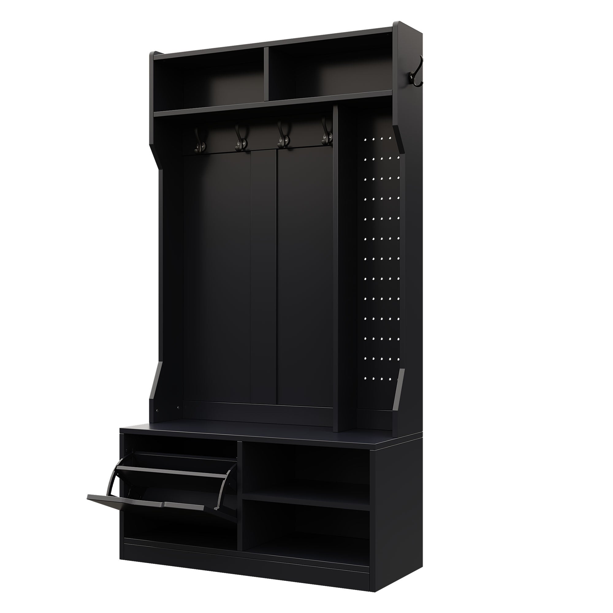 Logidon kledingkastset zwart 100x185,5x40 cm met bank 6 haken