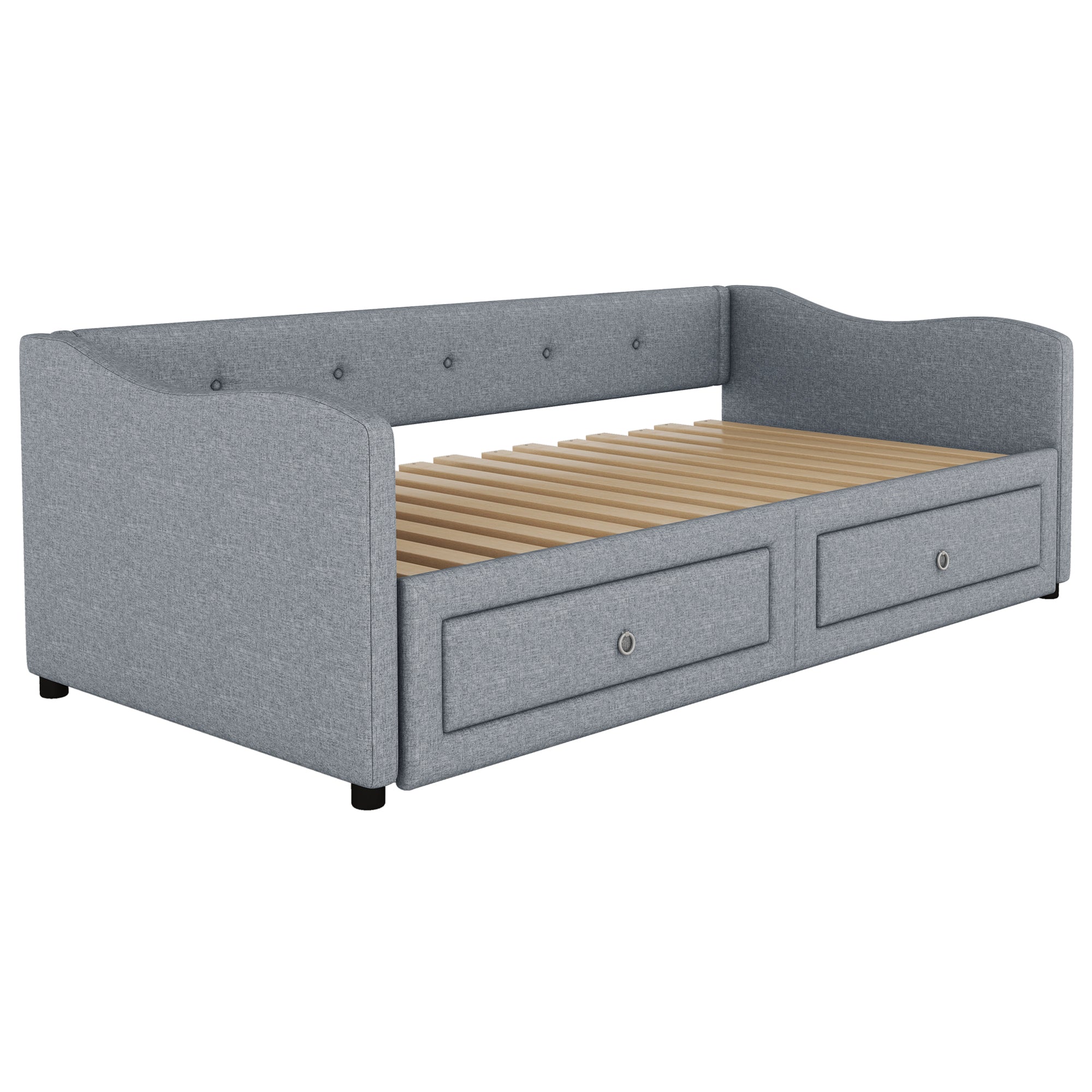 Logidon daybed 90x200 cm with pull-out bed, 2 drawers gray