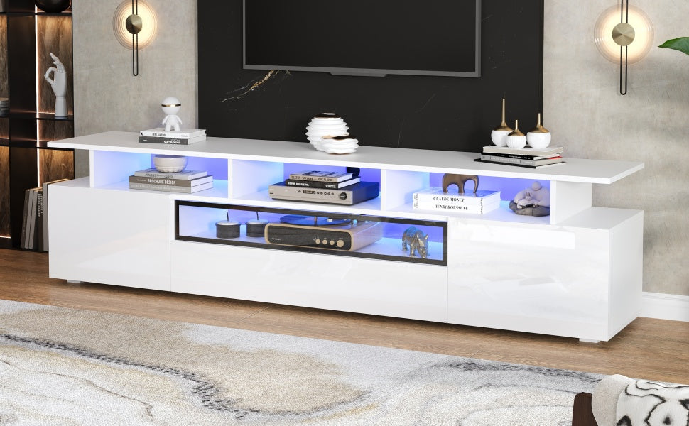 Logidon TV-meubel wit 180x38x45 cm met LED-verlichting 2 deuren 1 lade