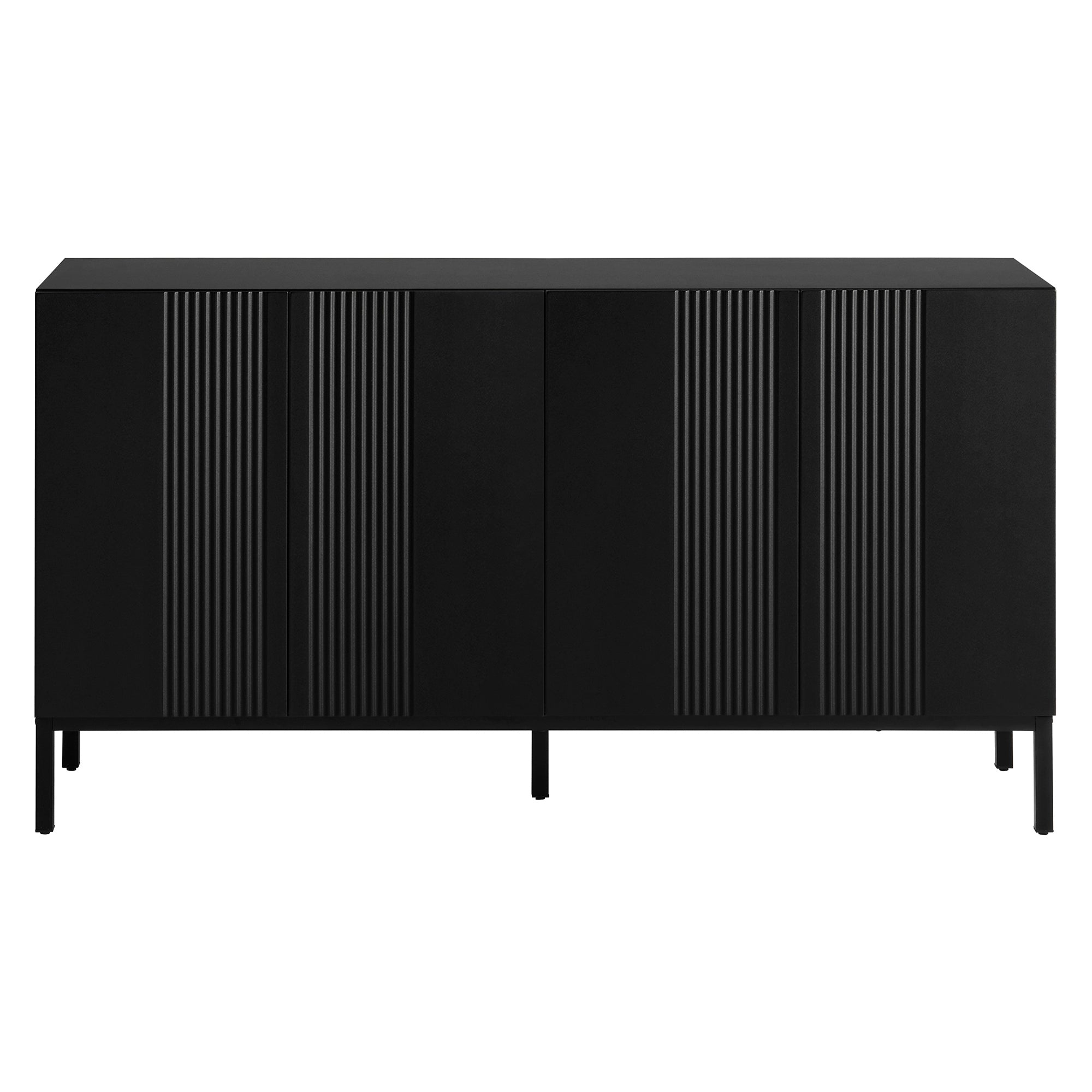Logidon Modern Dressoir 4-deurs Greeploos Zwart 145x41x80 cm
