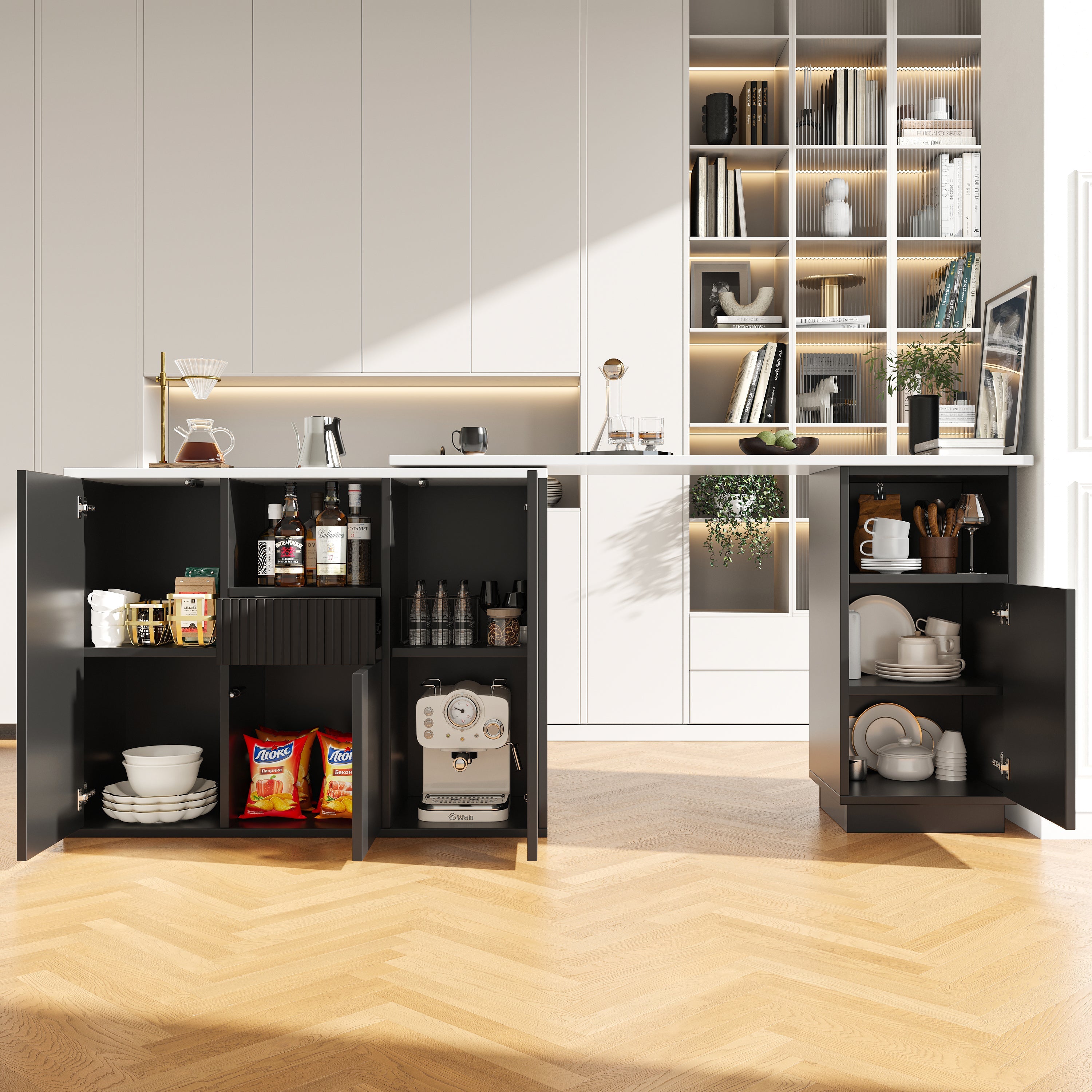 Logidon Draaibare Bartafel 360 Graden Zwart 210 x 30 x 100,9 cm