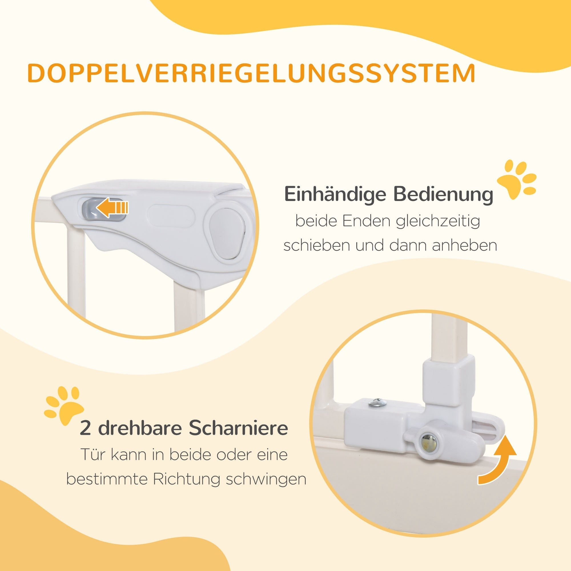 Logidon PawHut Deurveiligheidshek Zonder boren 97,5 x 104,1 cm Wit
