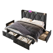 Logidon gestoffeerd bed 140x200 grijs met USB oplaadfunctie en 4 lades