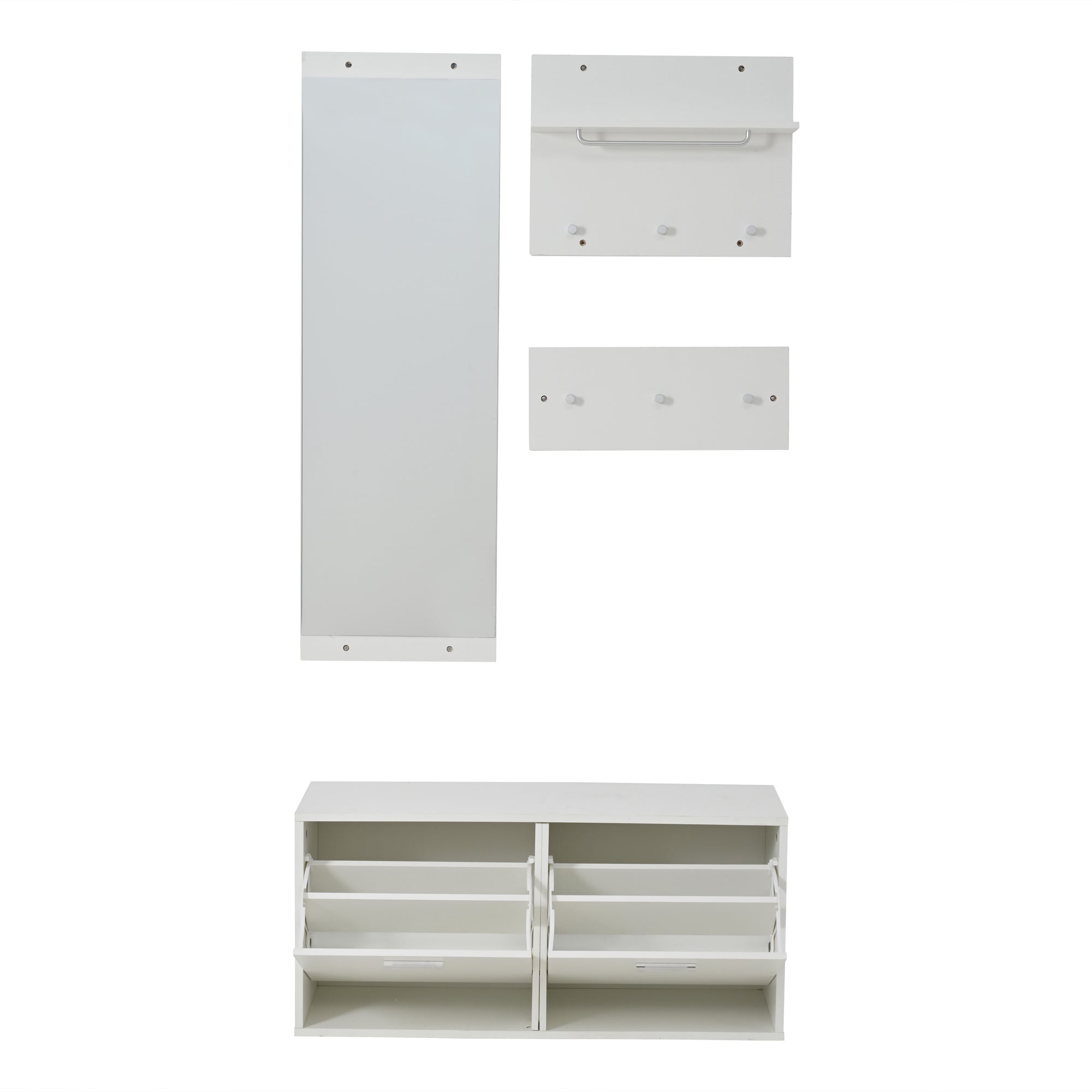 Logidon kledingkastset 4-delige spiegel schoenenkast wit 90x30x41,5 cm