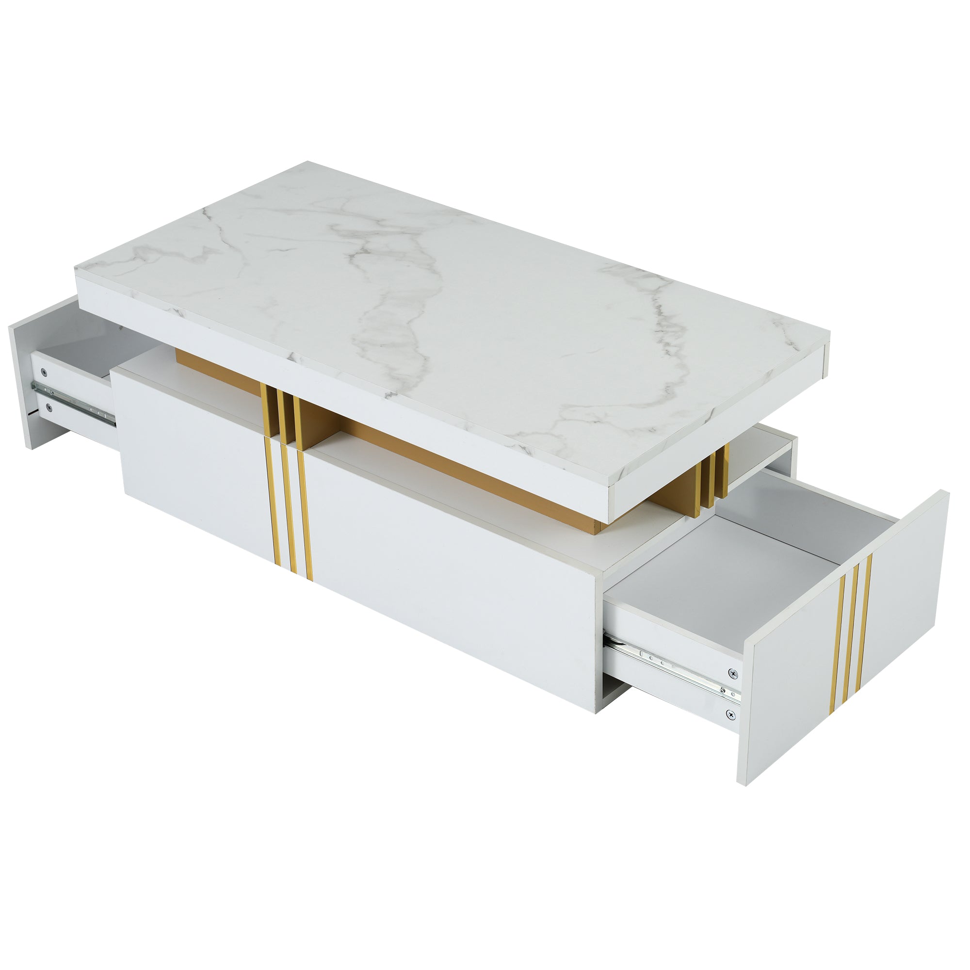 Logidon Modern coffee table high gloss top, 2 drawers, 100x50 cm