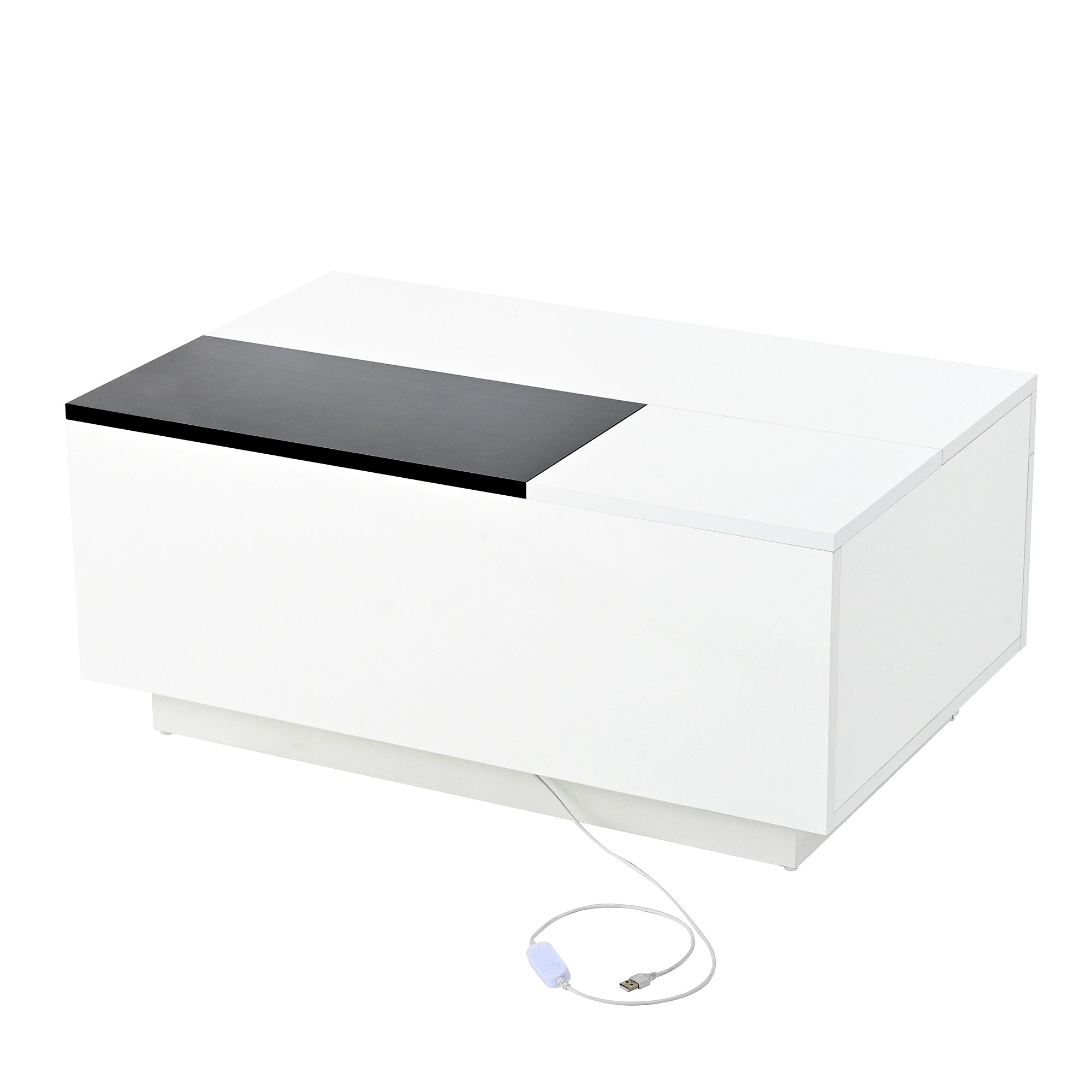 Logidon hoogglans salontafel met LED verlichting uitschuifbaar 80x50 wit