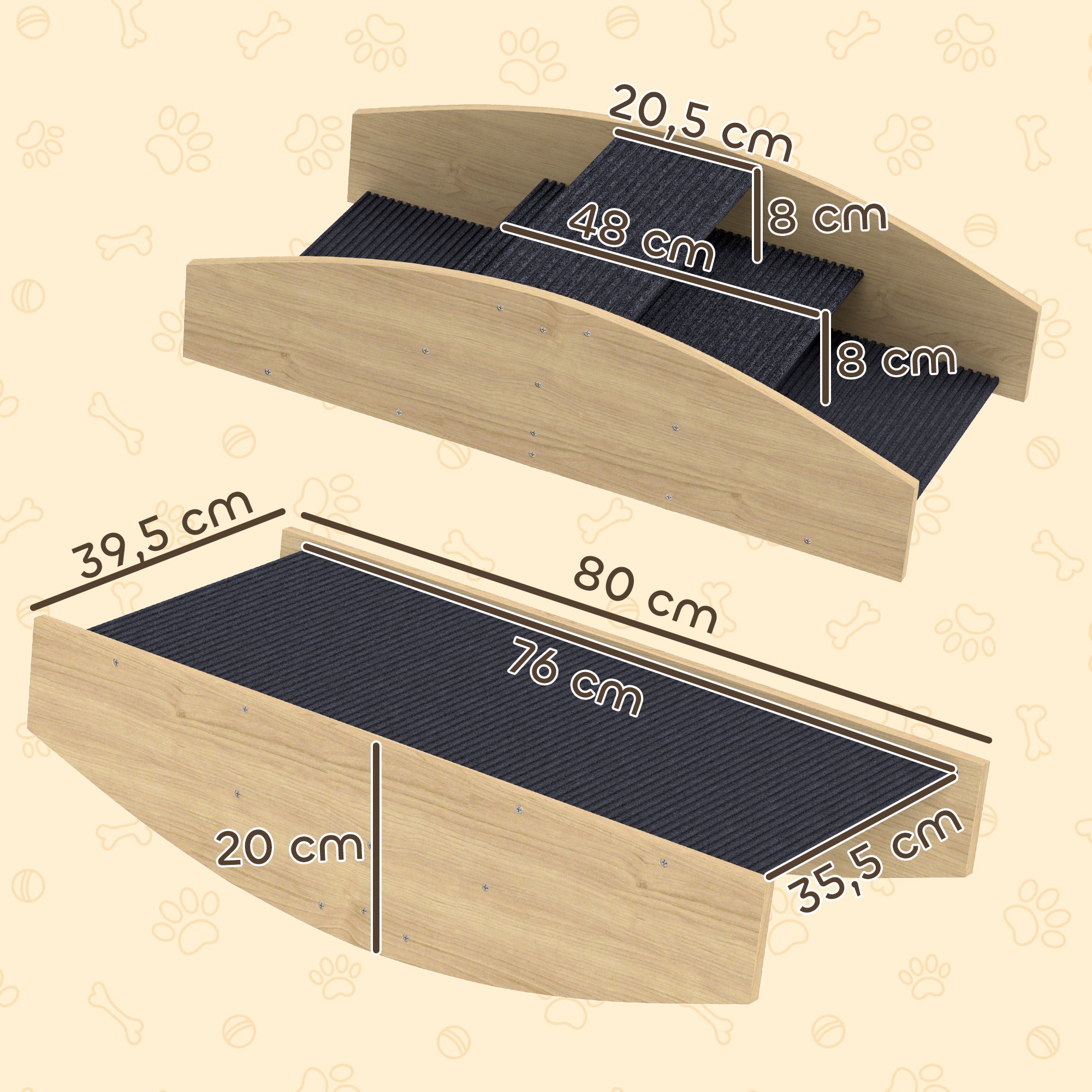 Logidon Dog Rocker 2 in 1 natuurlijk hout evenwichtshelling voor honden 80 x 39,5 x 20 cm