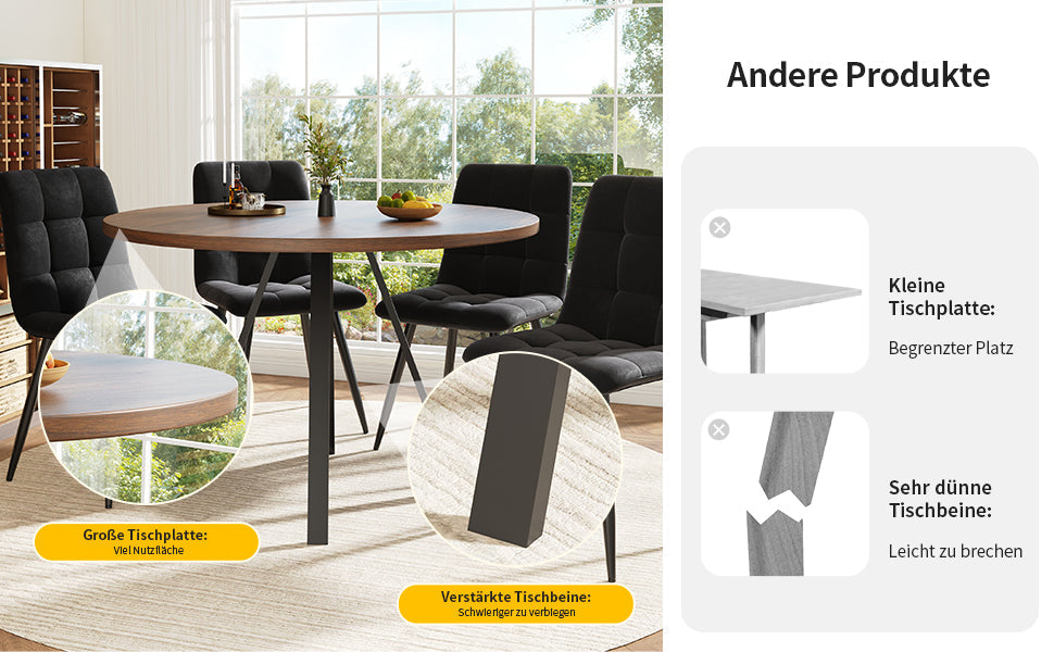 Logidon Ronde Eettafel Diameter 80 cm Walnoot Zwarte Poten