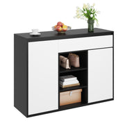 Logidon Shoe Cabinet Black White Two Doors Adjustable Shoe Rack