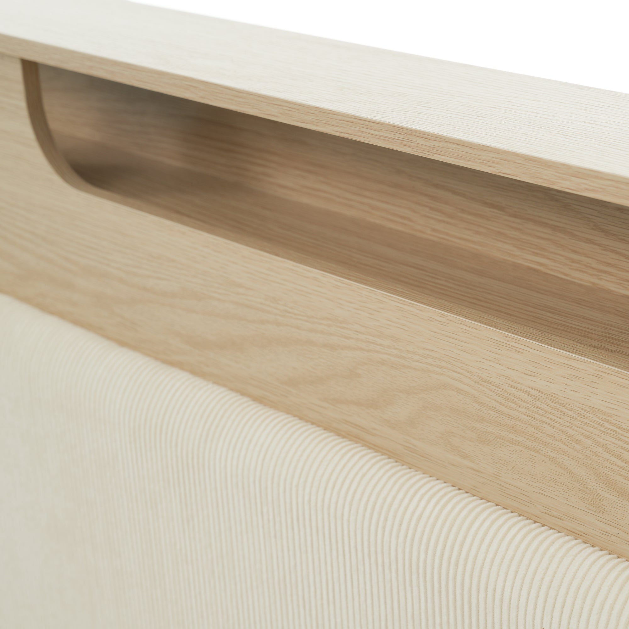 Logidon tweepersoonsbed 160x200 cm met opbergruimte en LED-verlichting beige