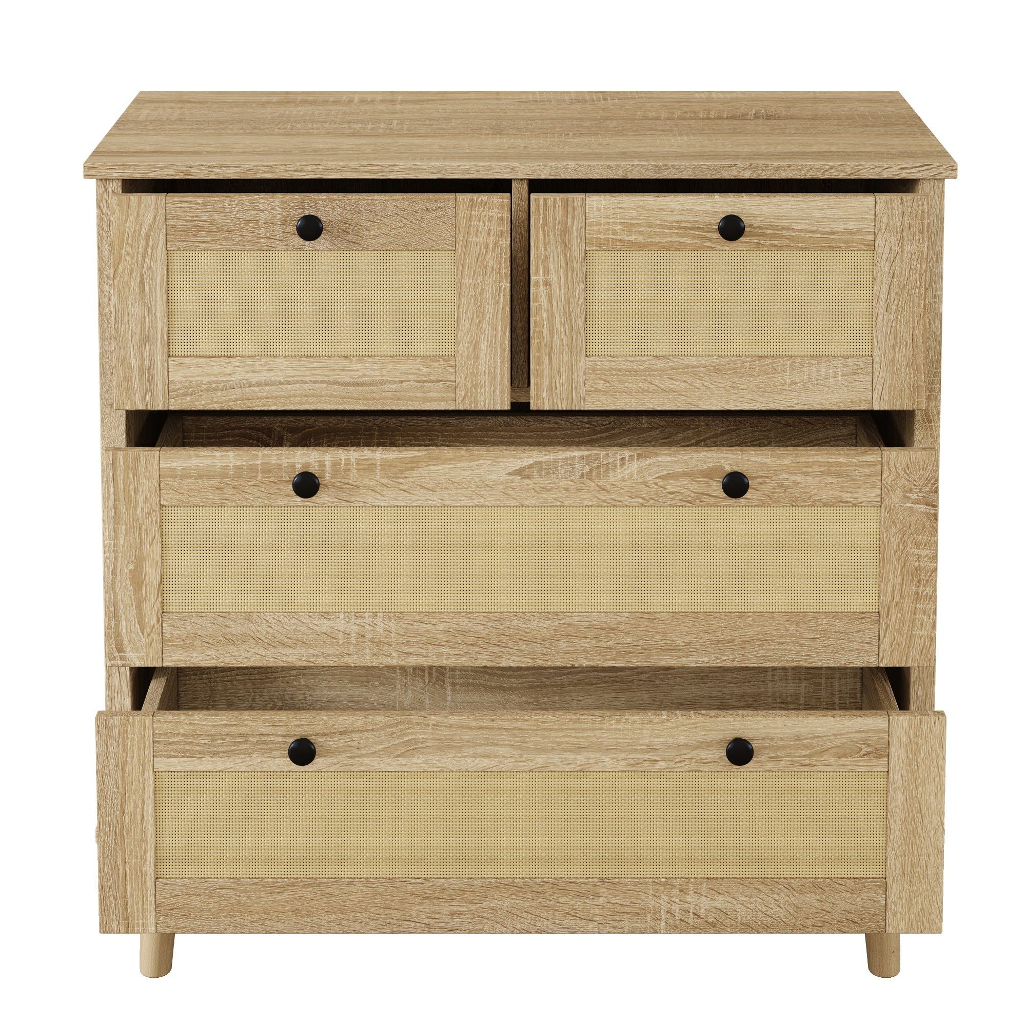Logidon ladekast met 4 lades en rotan front naturel 80x40x80 cm