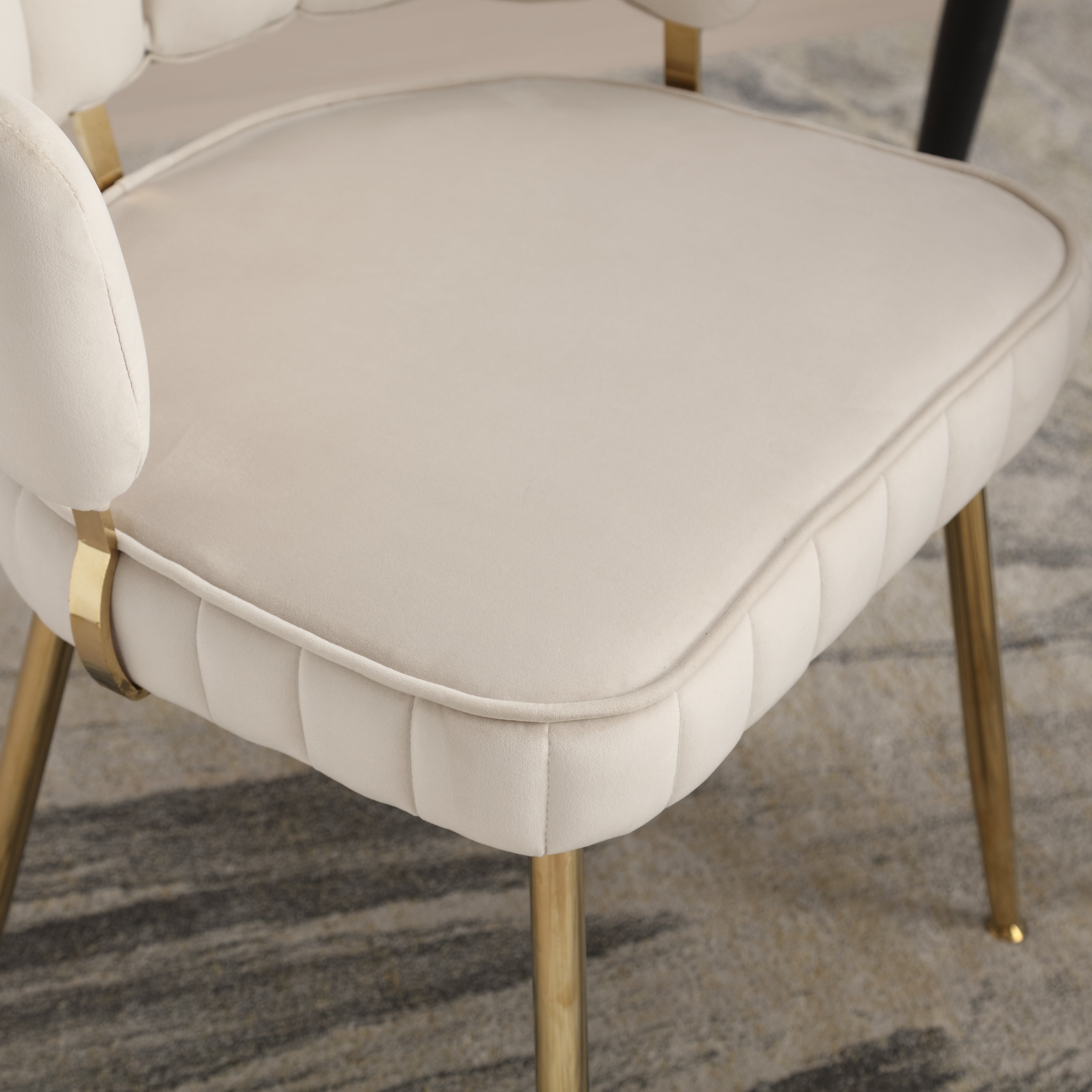Logidon Modern Velvet Living Room Chairs Ivory Velvet Set of 2