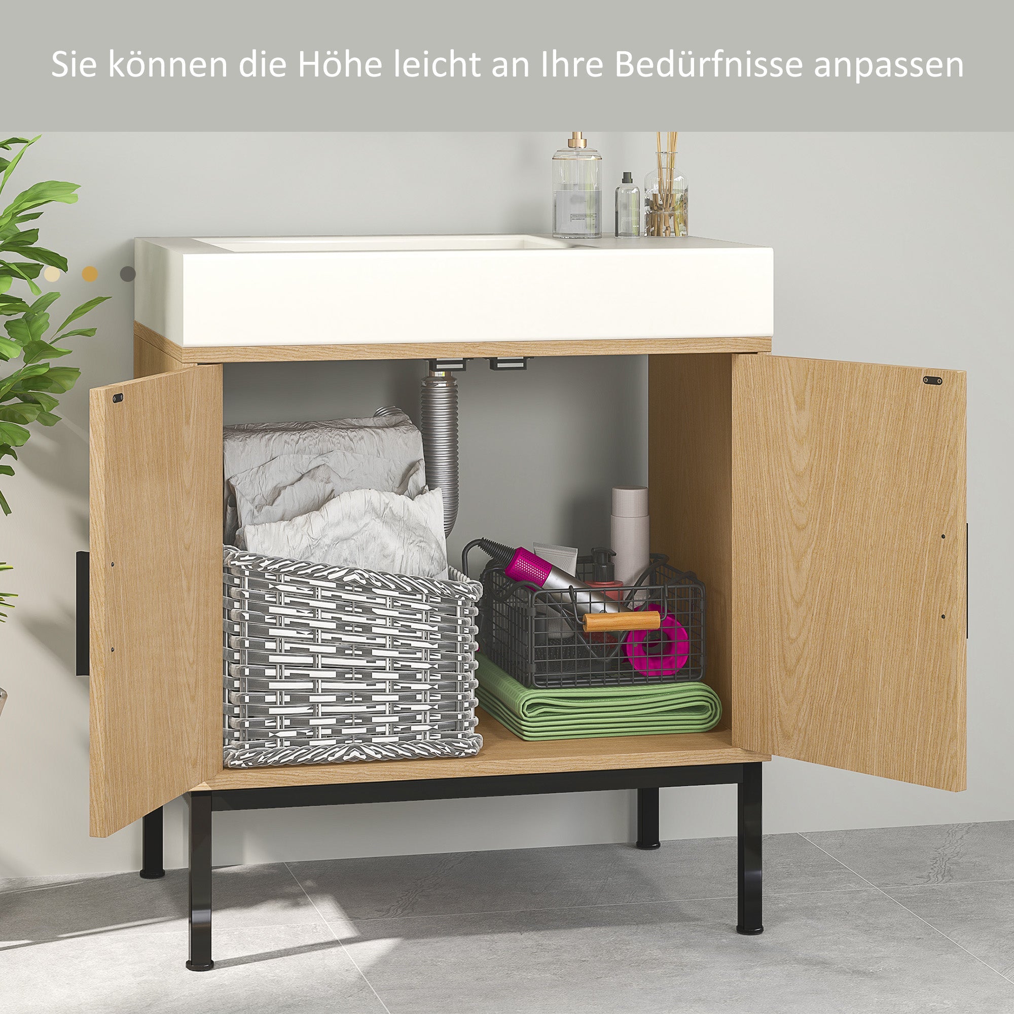 Logidon eiken onderkast 60x39x60 cm rotanlook kantelbeveiliging