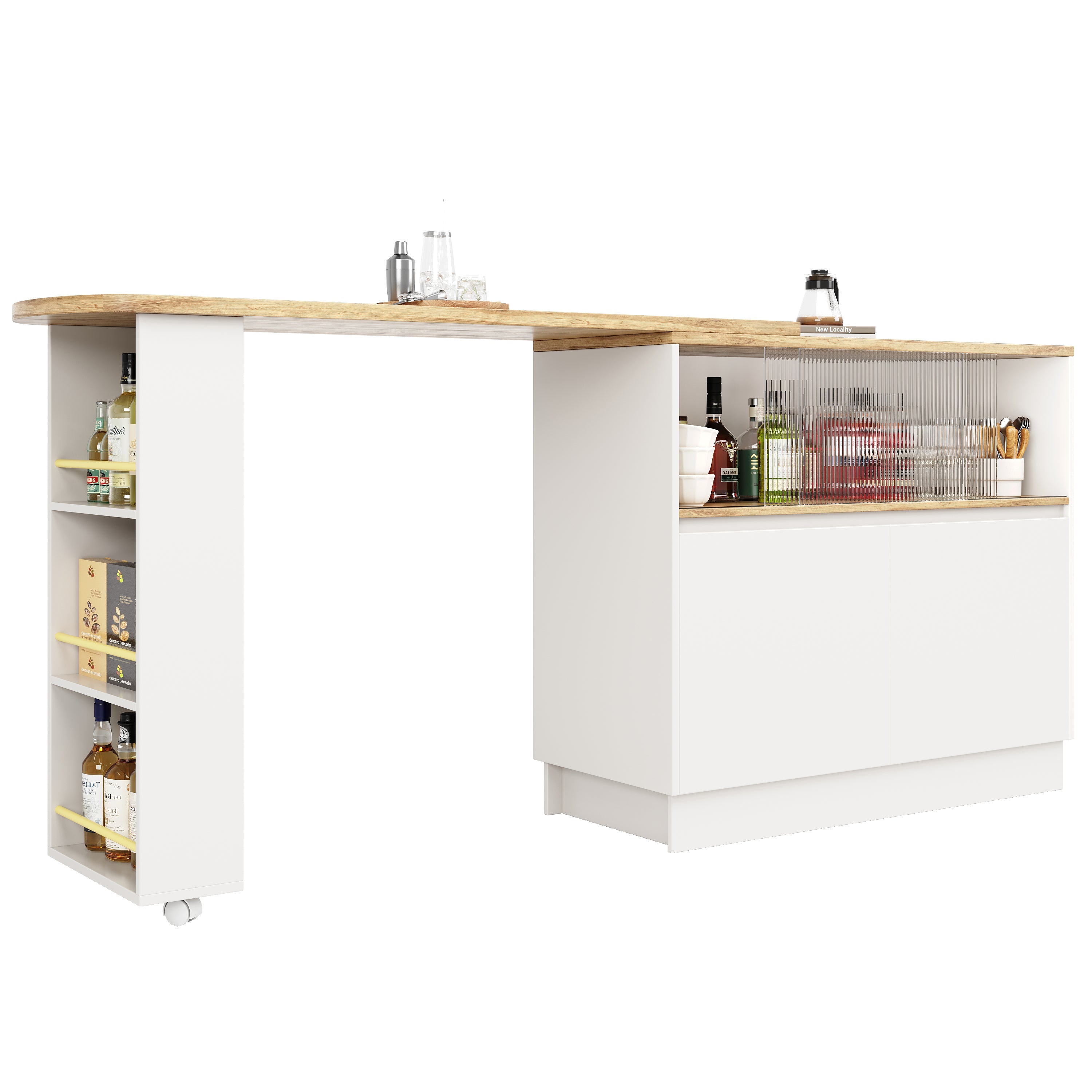 Logidon 360° draaibaar dressoir wit 90×45×100 cm glazen schuifdeur