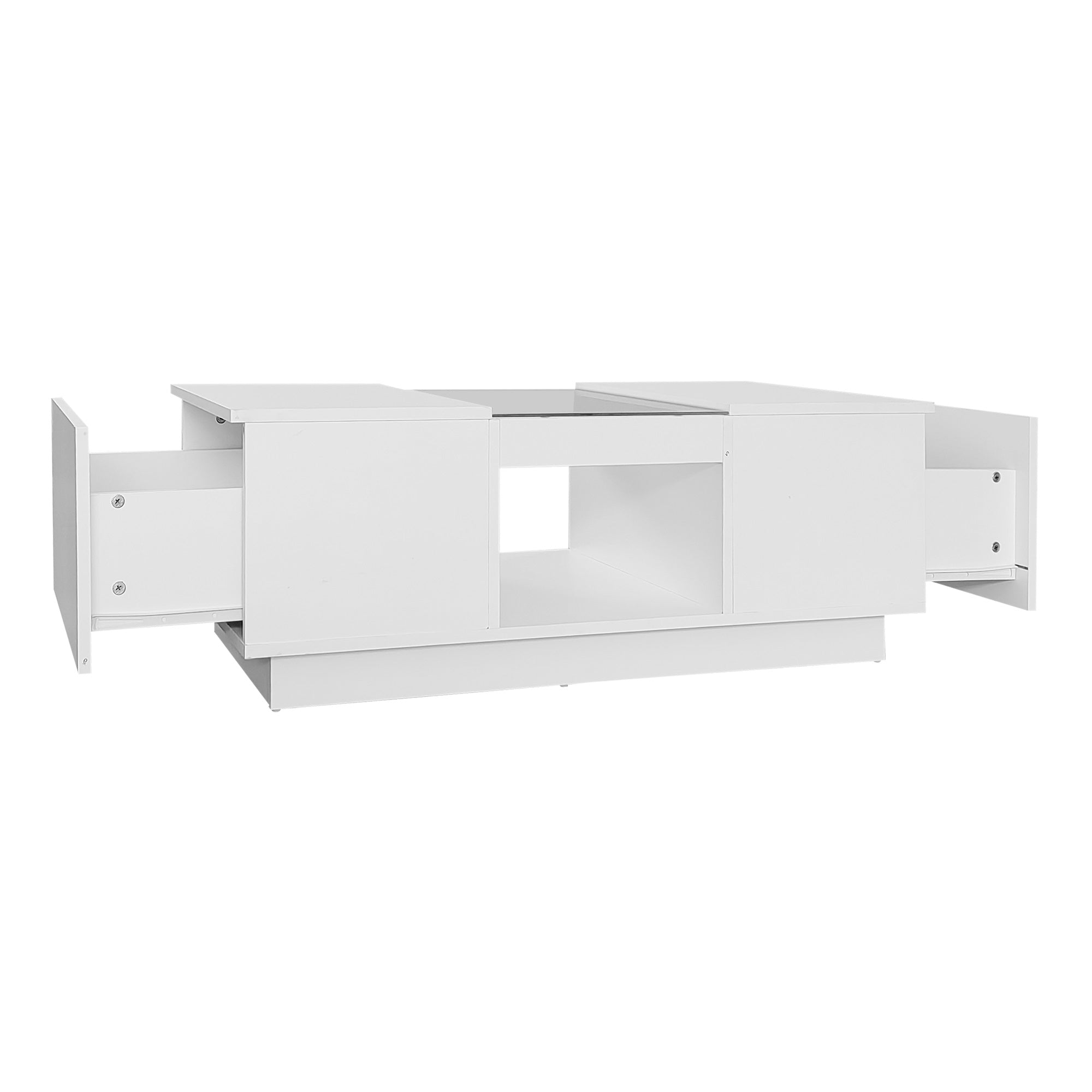 Logidon Witte Salontafel 100x50x35,5 cm Met Glazen Paneel LED