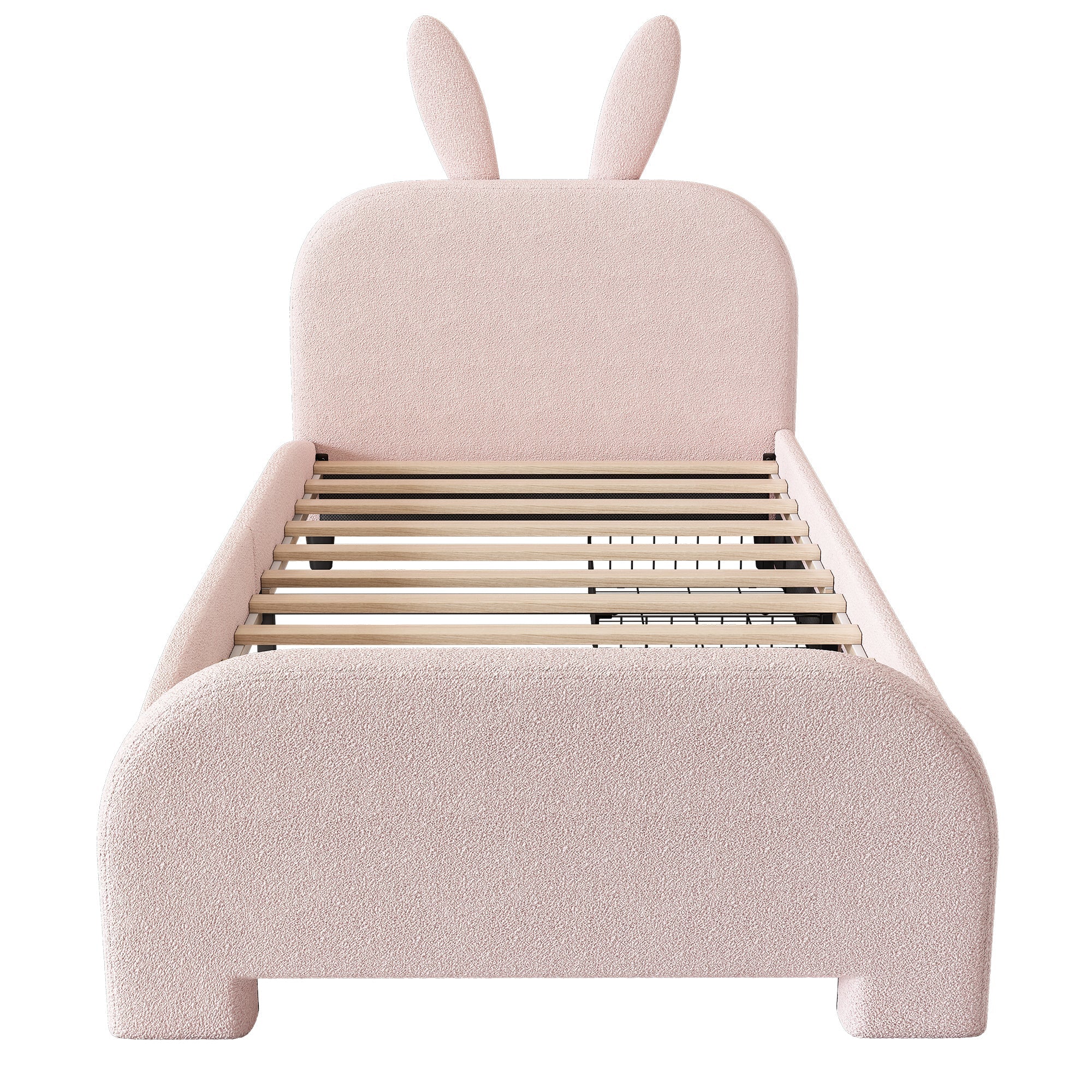 Logidon 90x200 Pink Flat Bed With Cartoon Rabbit Shape