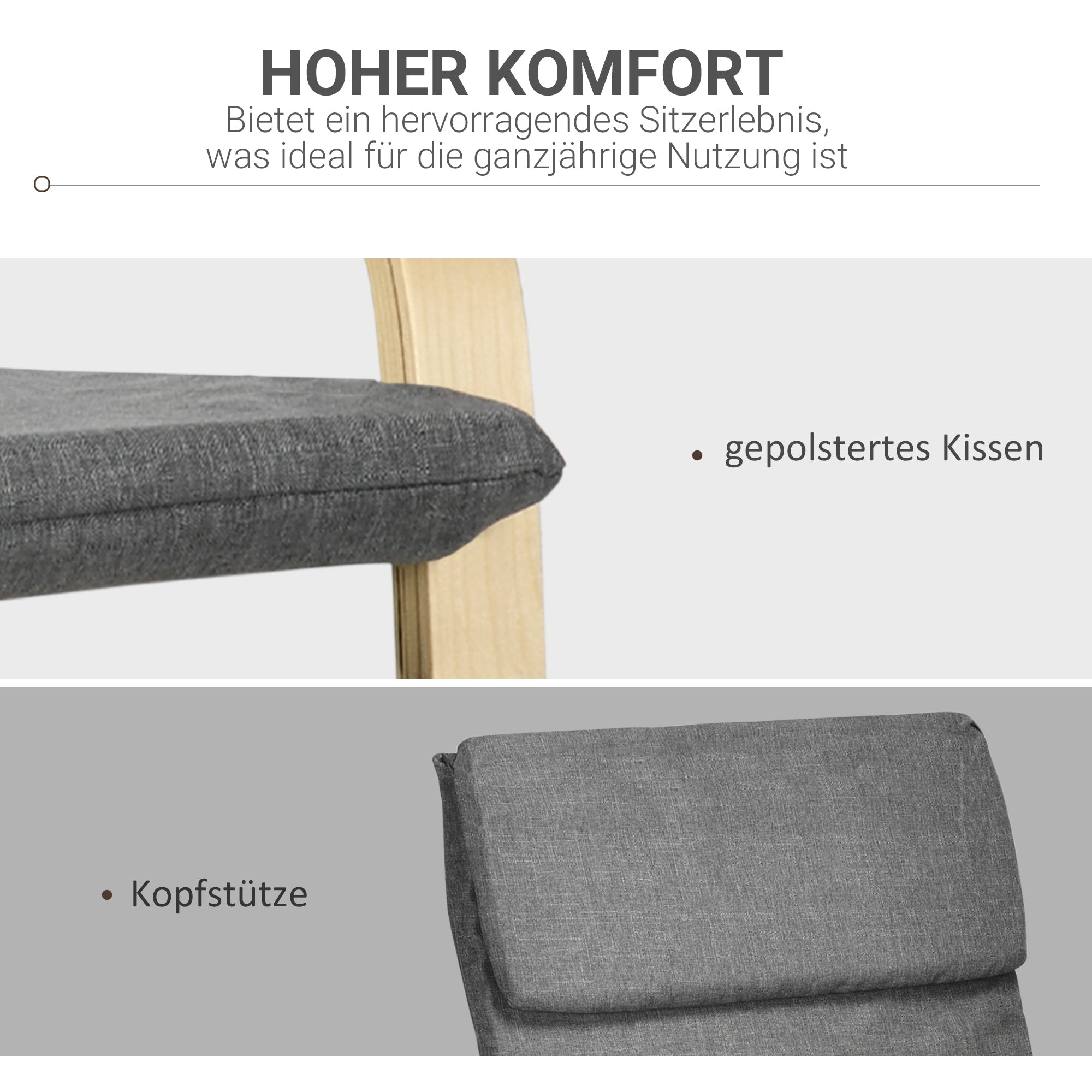 Logidon relaxstoel donkergrijs linnenlook met kussen 66,5x80x99 cm