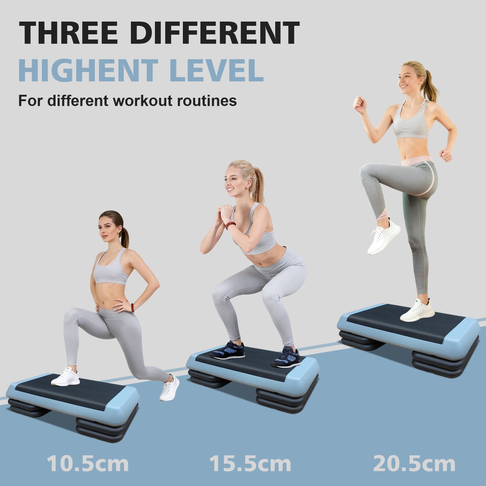 Logidon Verstelbare Aerobic Stepper 76 cm Grijs Zwart 4 Hulpstukken
