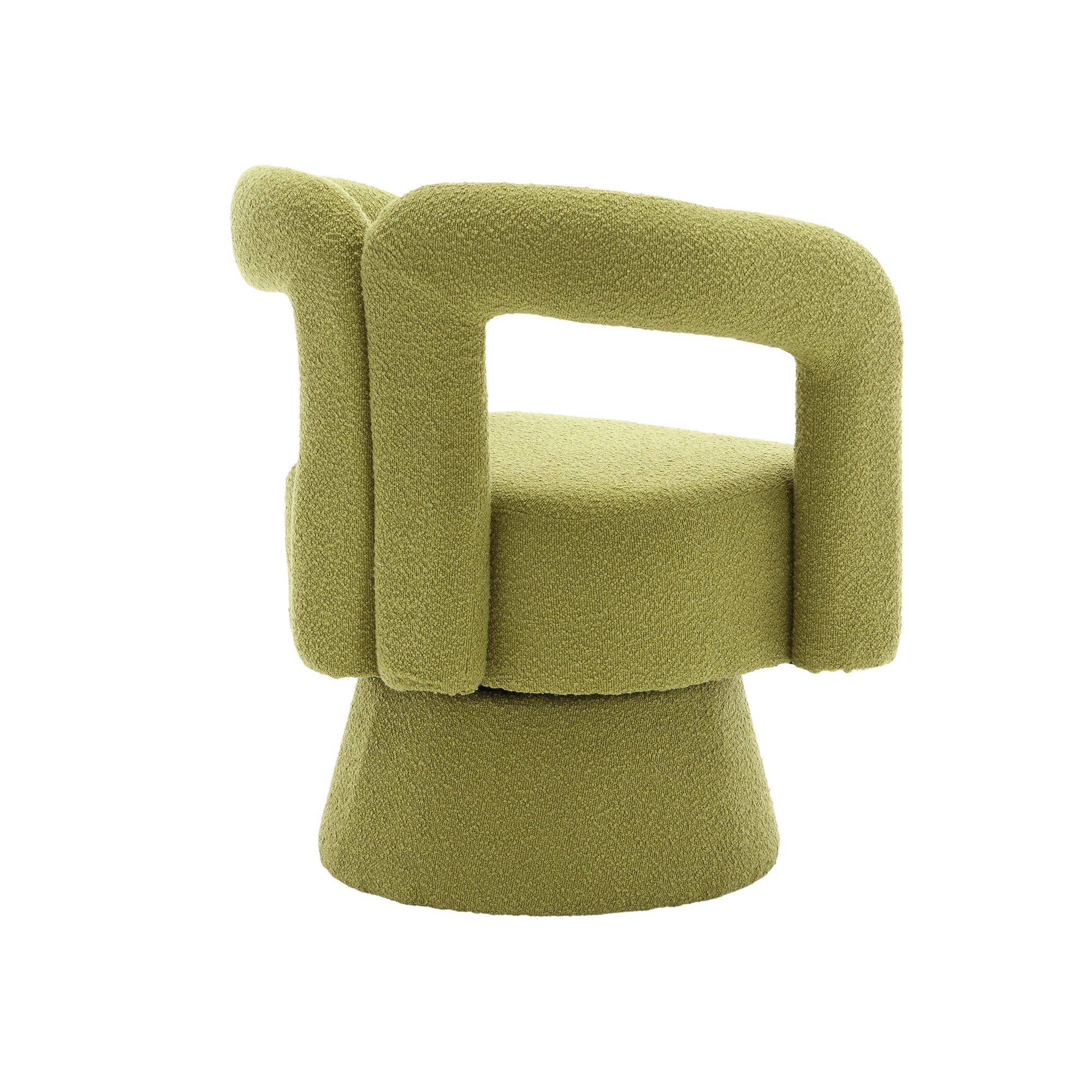 Logidon 360 degree swivel chair Boucle olive green accent chair