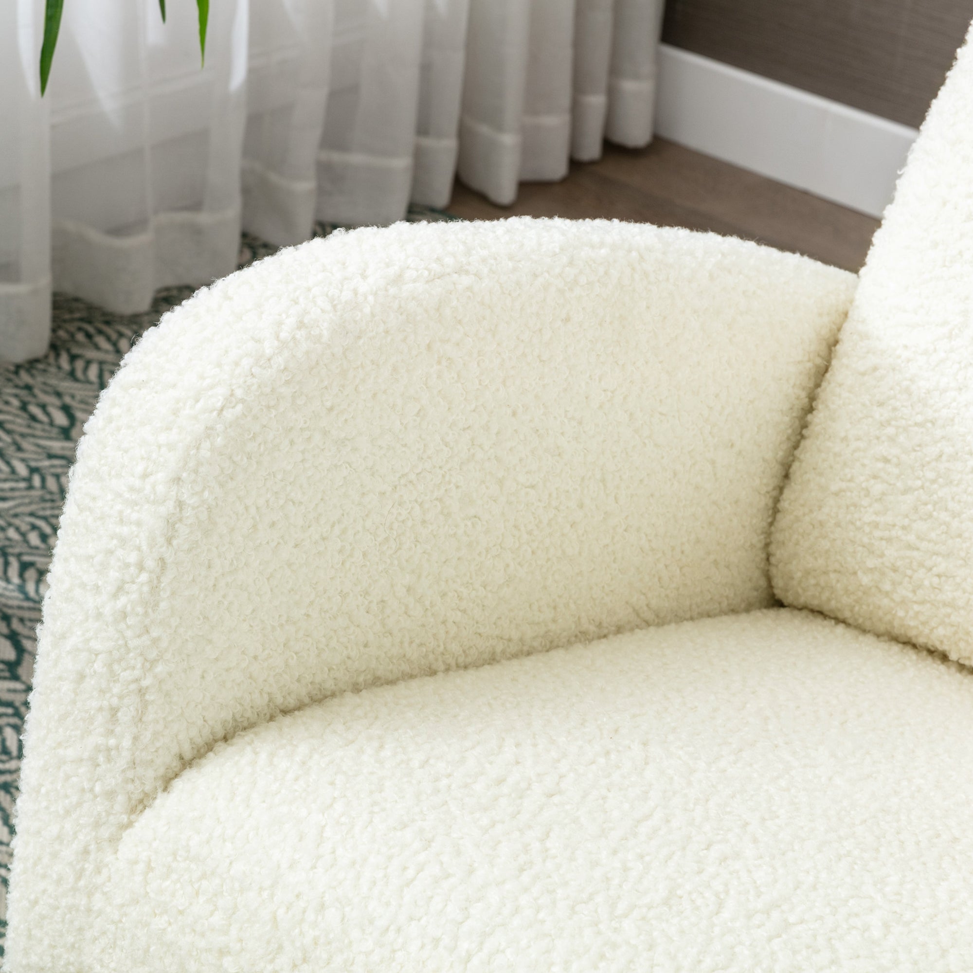 Logidon Fluwelen Witte Schommelstoel Mid Century Modern Gestoffeerd
