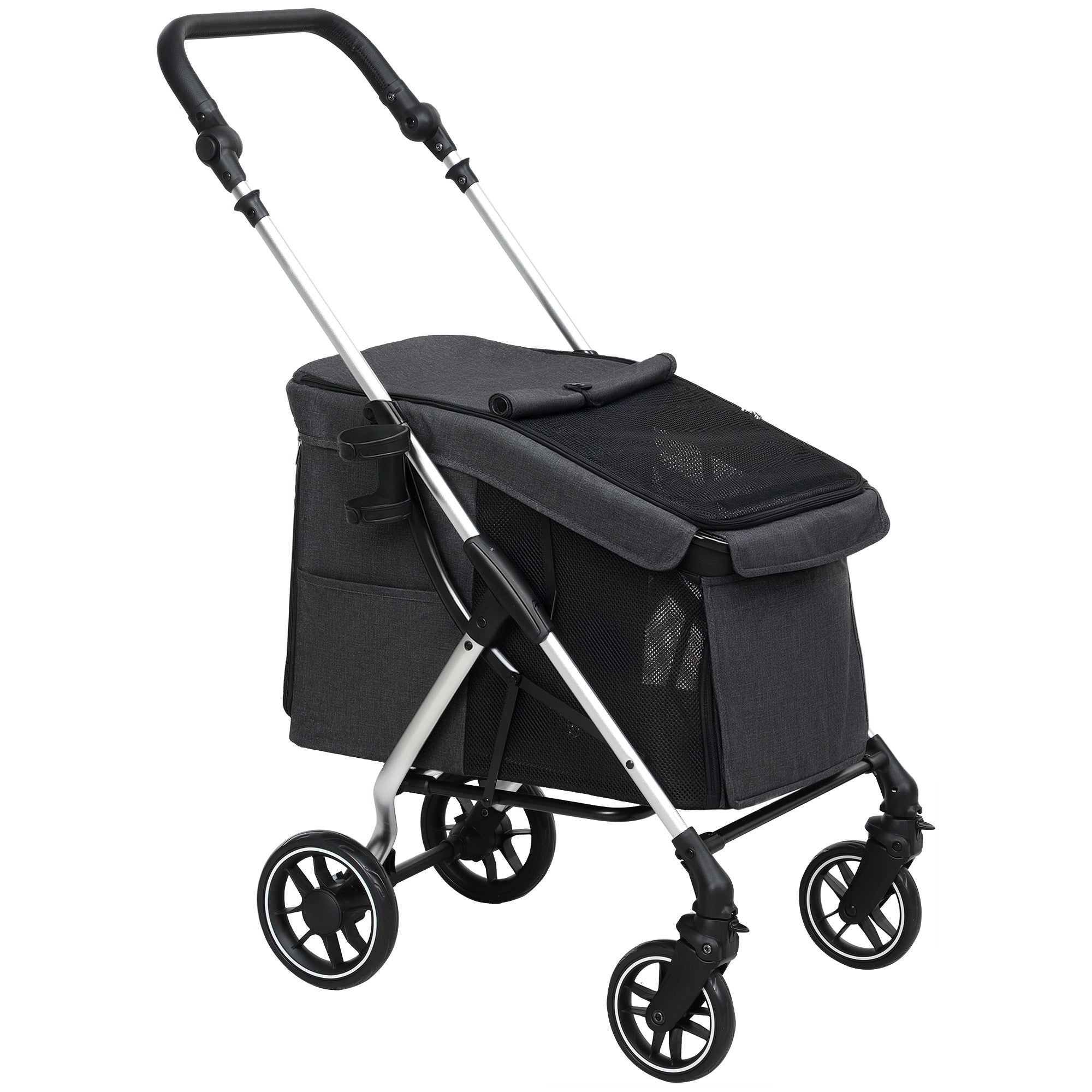 Logidon Hondenkar Lichtgewicht Aluminium Buggy Opvouwbaar tot 10 kg Grijs