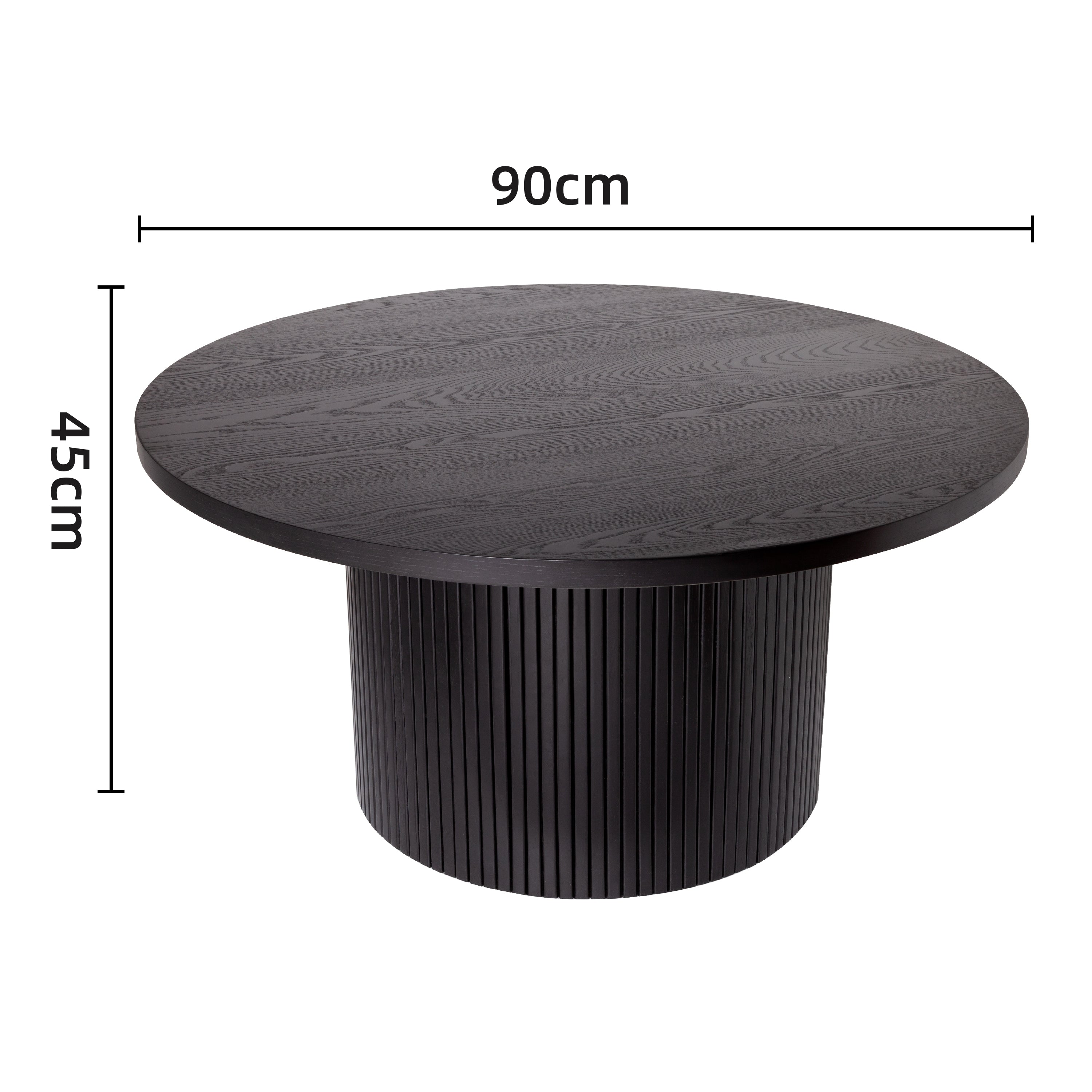 Logidon Ronde massief houten salontafel Zwart 90x90 cm Eiken MDF