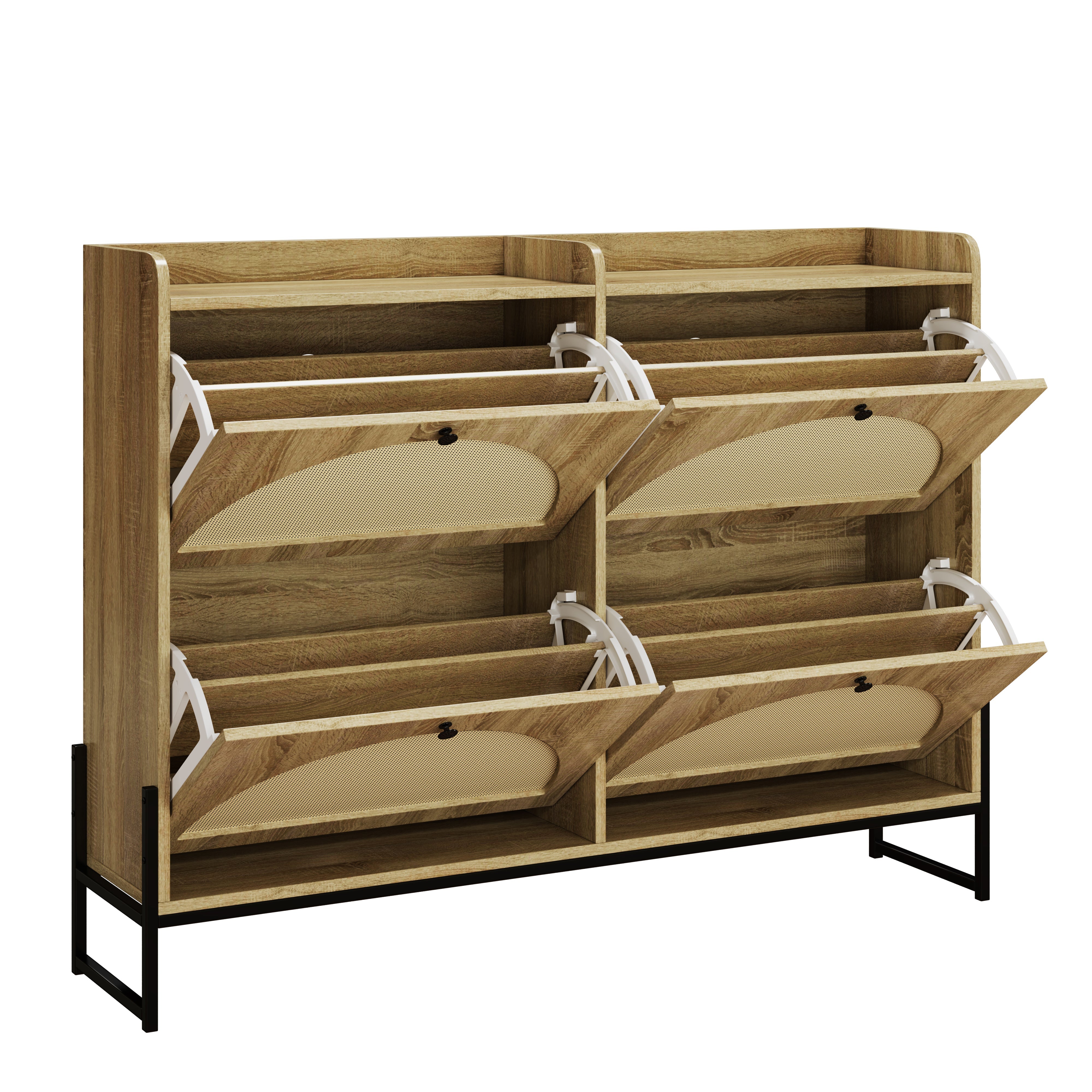 Logidon shoe cabinet narrow 4 flaps natural color 118 cm