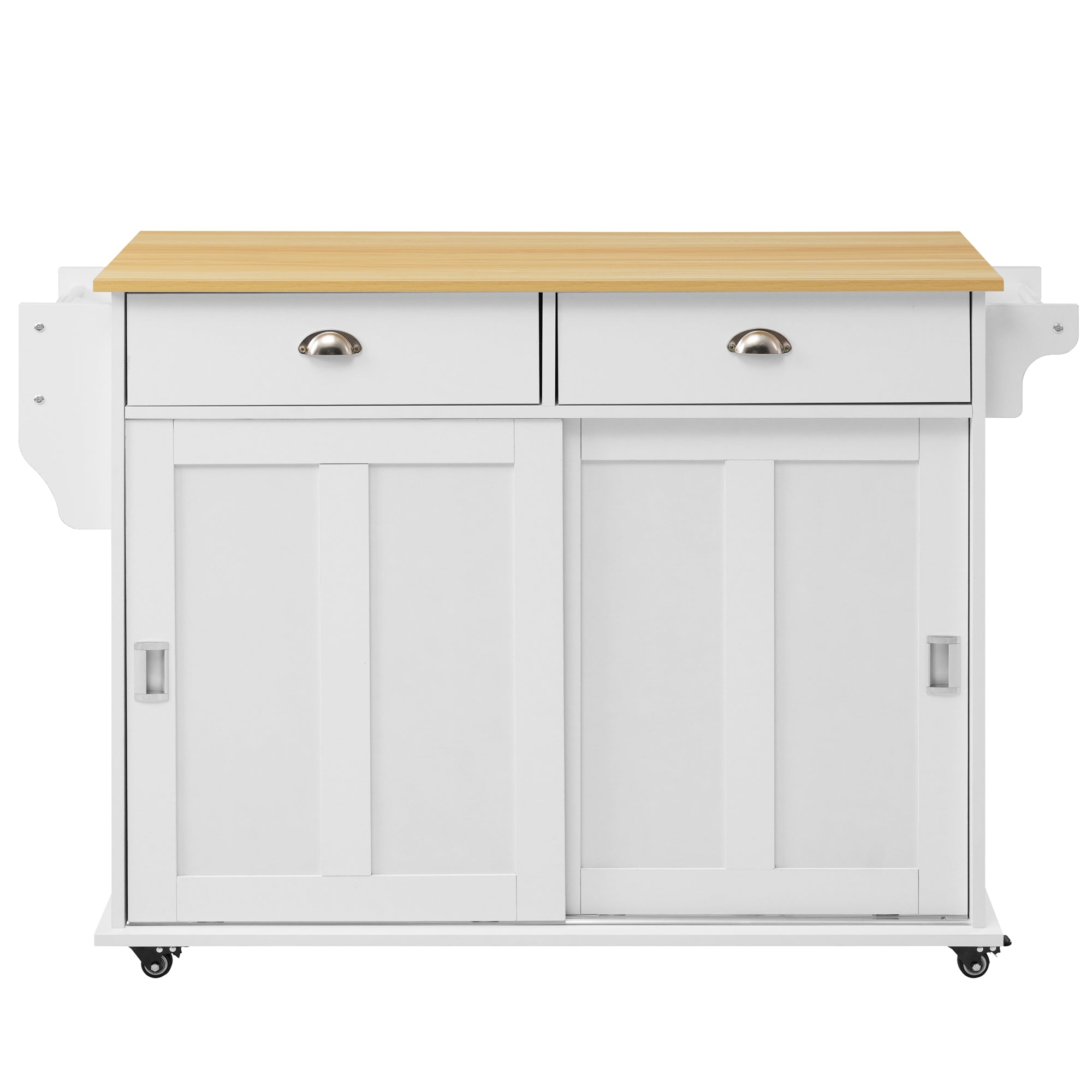 Logidon Dining Room Trolley Sideboard with Folding Table White/Natural Wood
