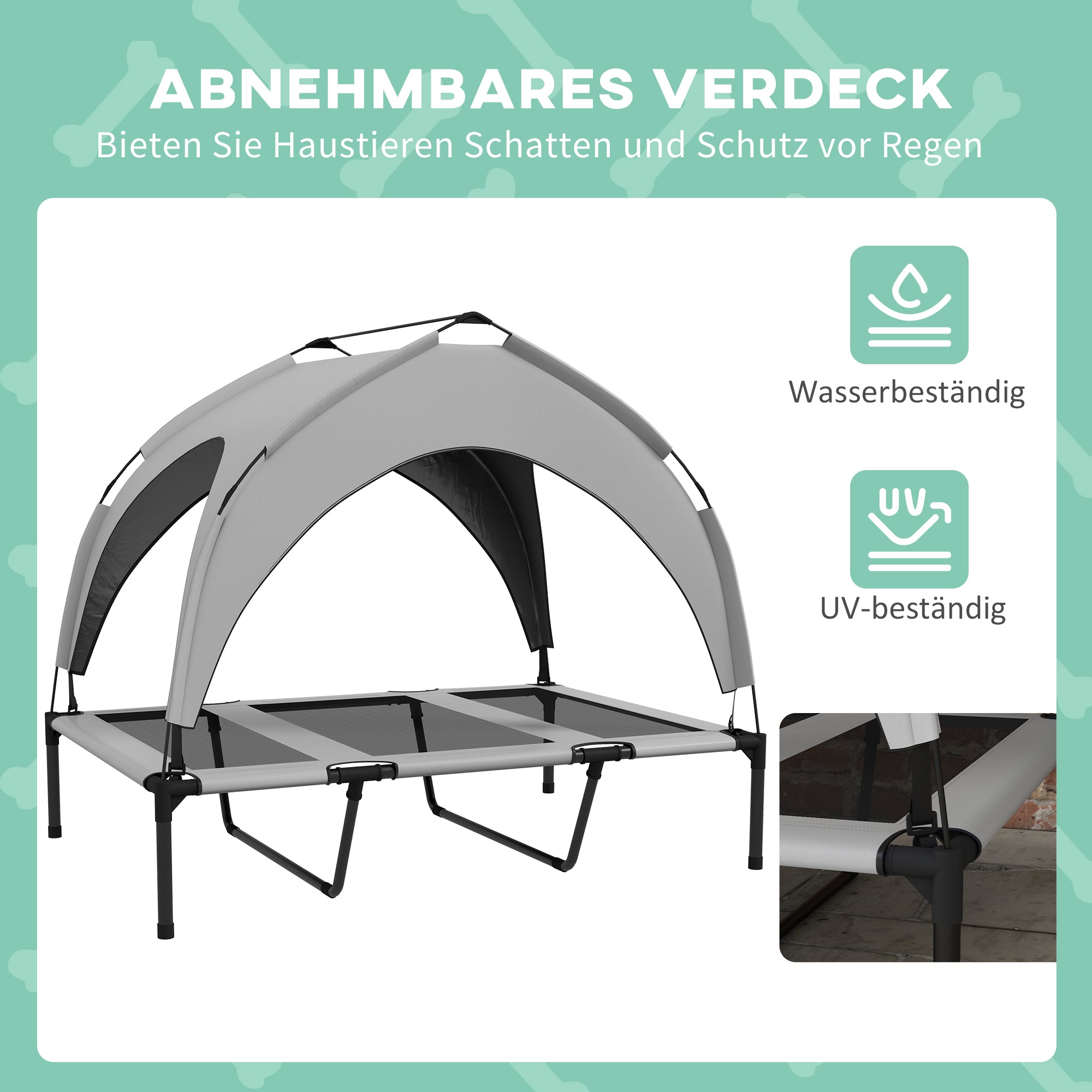 Logidon PawHut verhoogd hondenbed met luifel lichtgrijs 106x76x94 cm