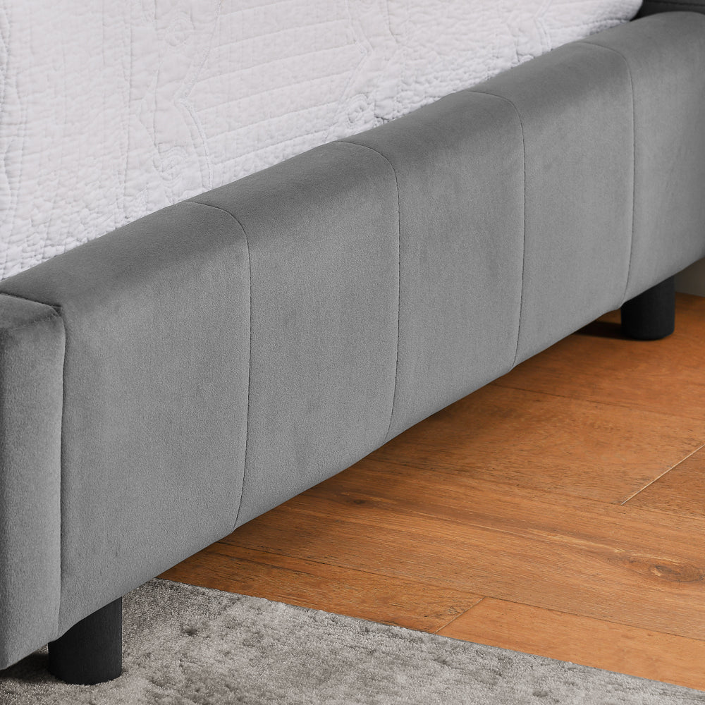 Logidon single bed 90x200 cm velvet dark gray high back