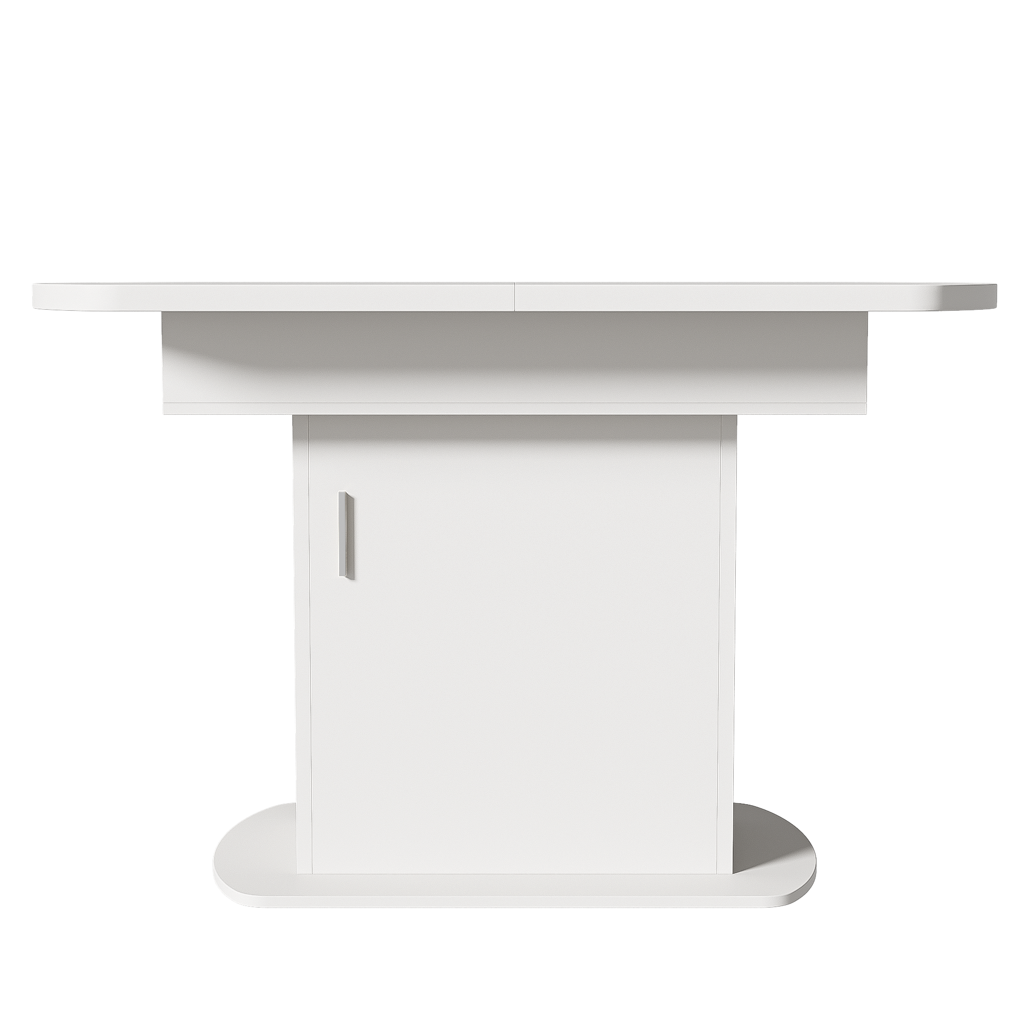 Logidon Witte Uitschuifbare Ovale Eettafel Met Opbergruimte L110/130 B70 H75