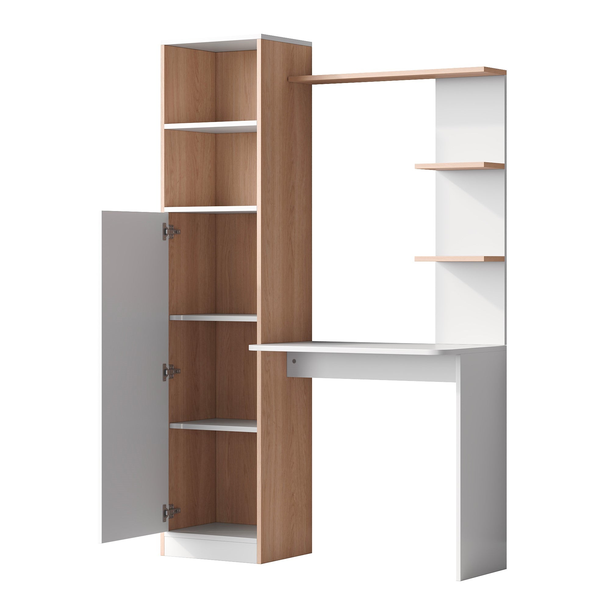 Logidon work table storage white wood contrast 123.5x45x168.5 cm