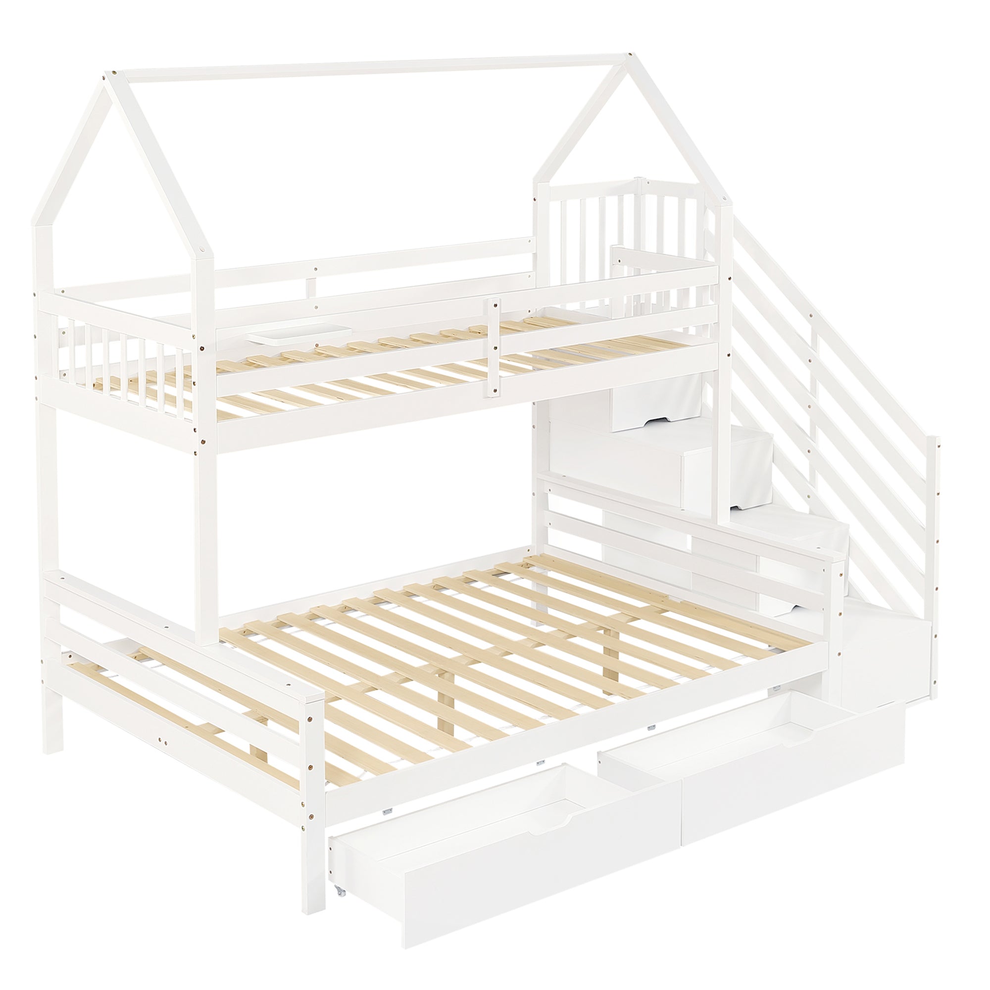 Logidon stapelbed kinderbed wit 90x200 en 140x200 met dakdesign