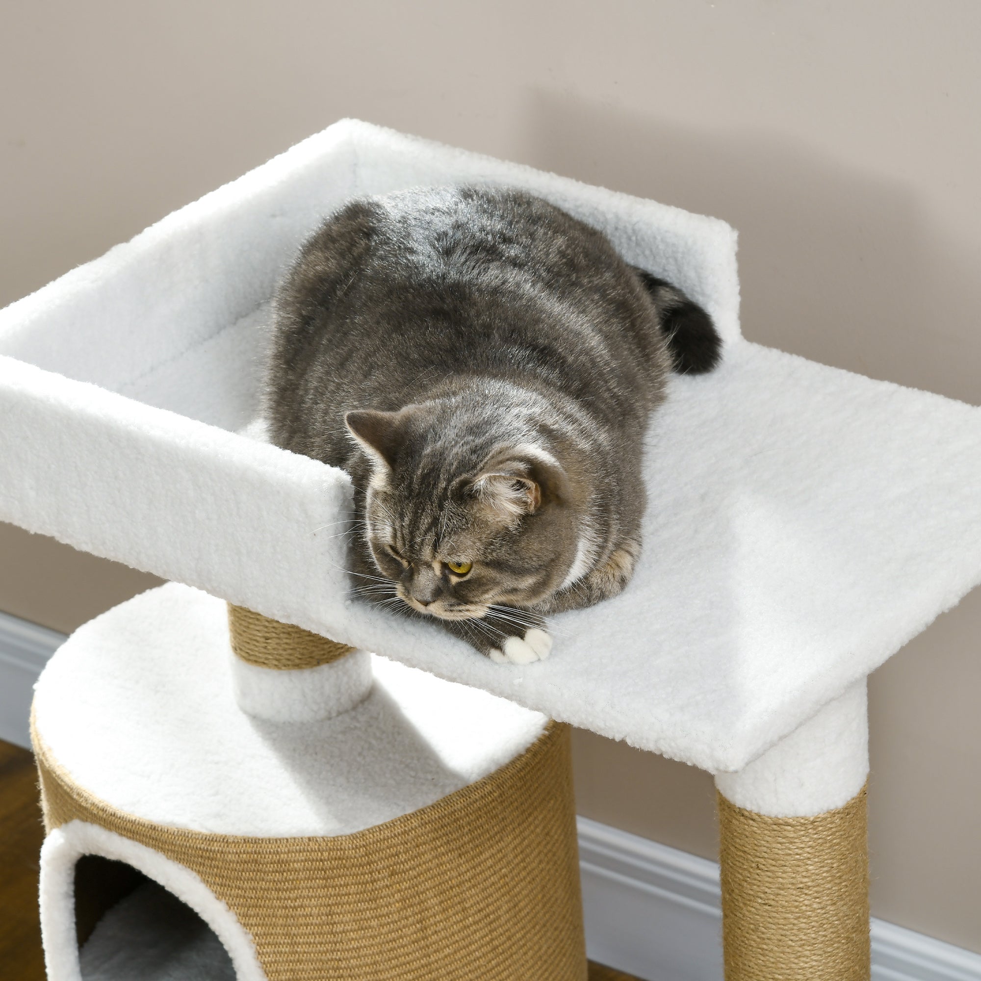Logidon krabpaal 79 cm kattentoren grot ligvlak bruin wit